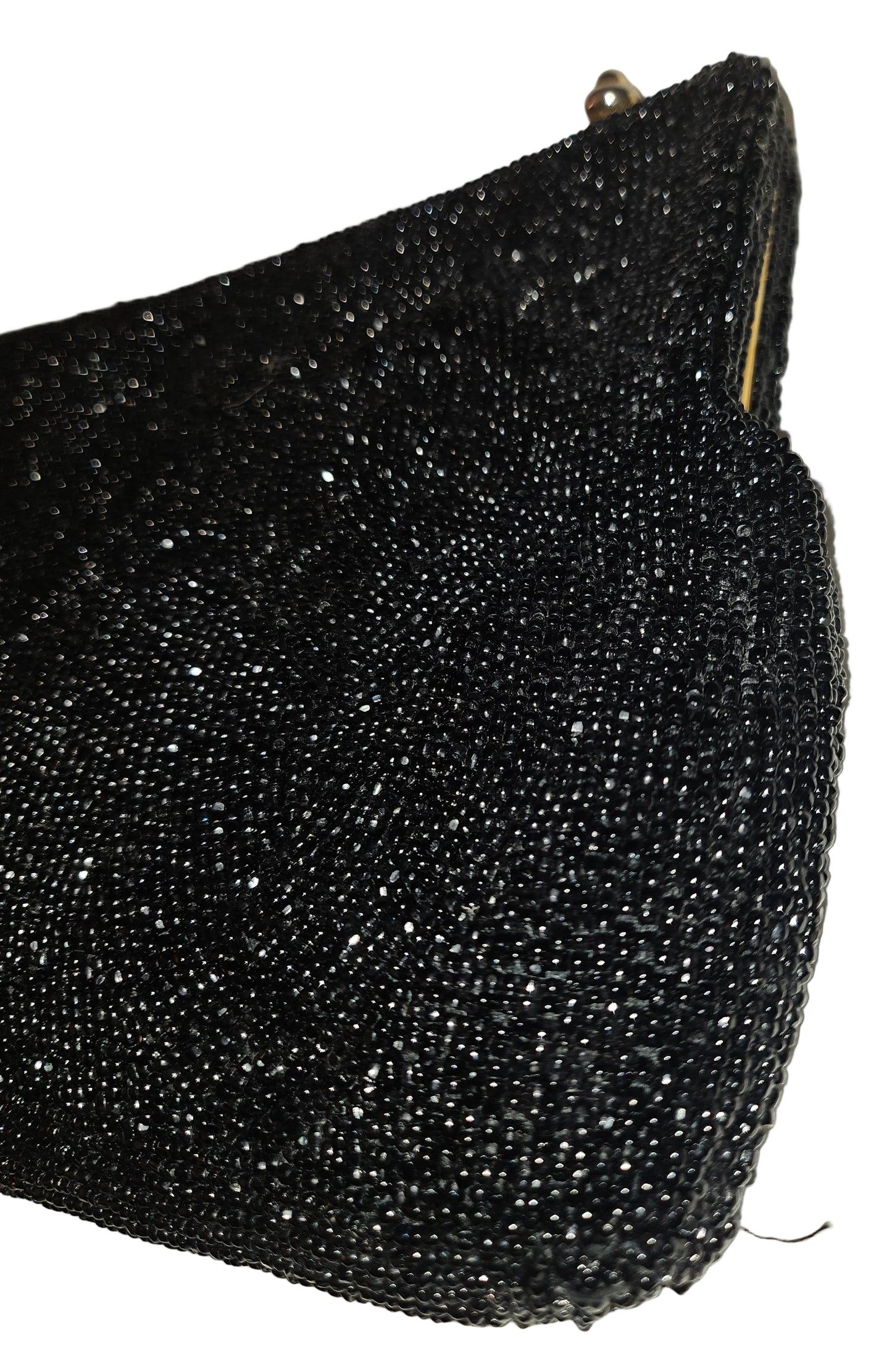 Gucci 1950's black beaded silk hinged opening clutch style purse!