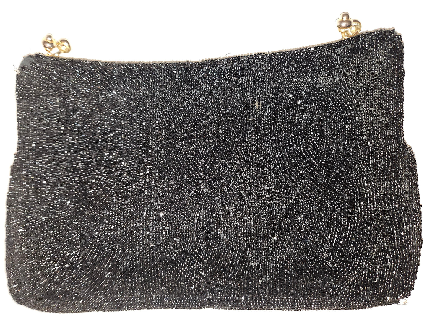 Gucci 1950's black beaded silk hinged opening clutch style purse!