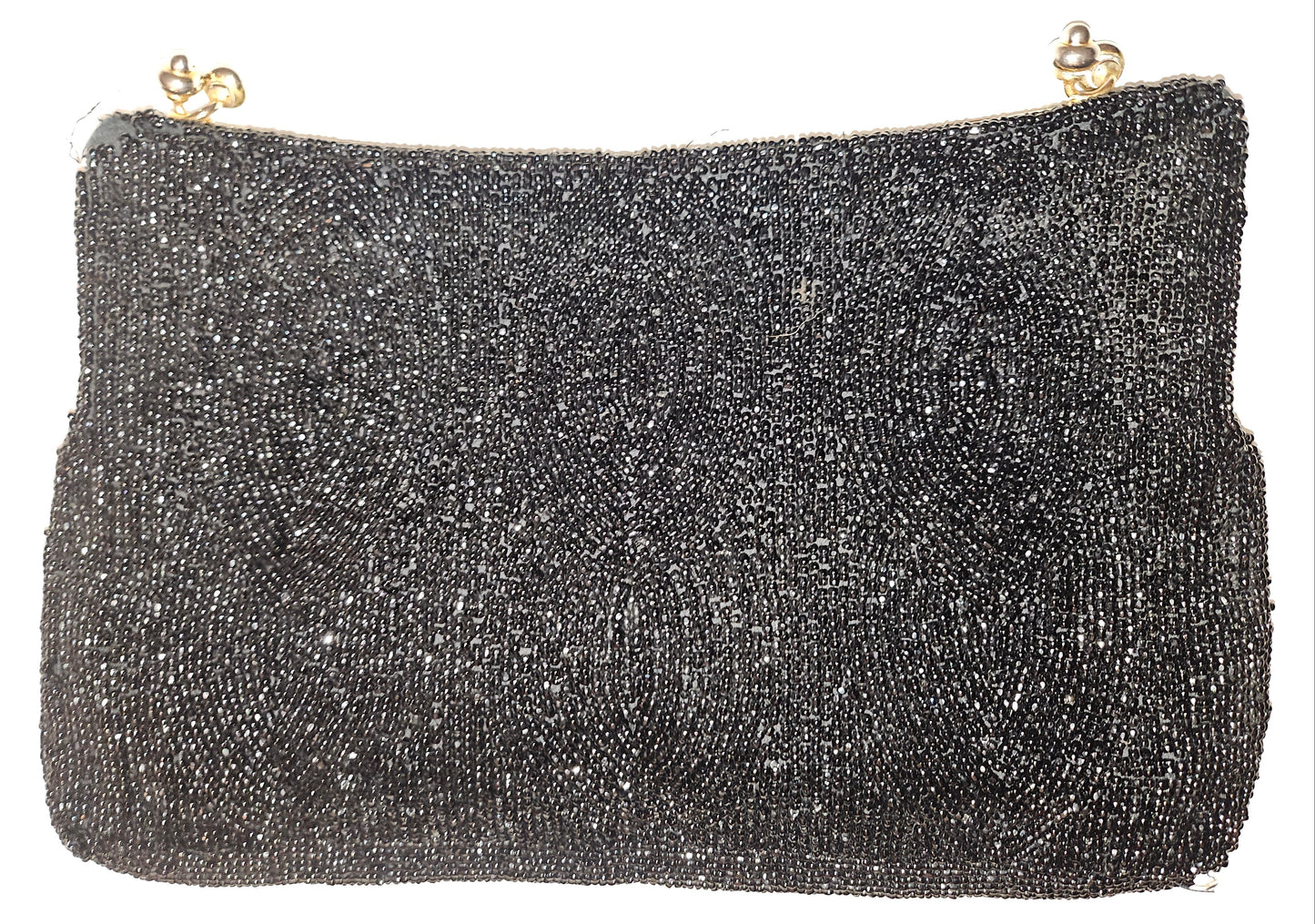 Gucci 1950's black beaded silk hinged opening clutch style purse!