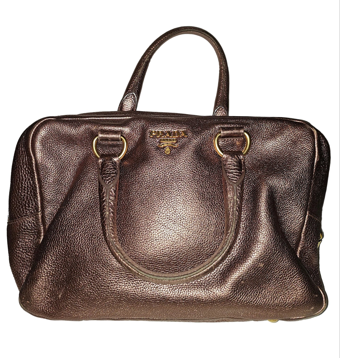 Prada pink rose gold leather large size satchel style shoulder bag