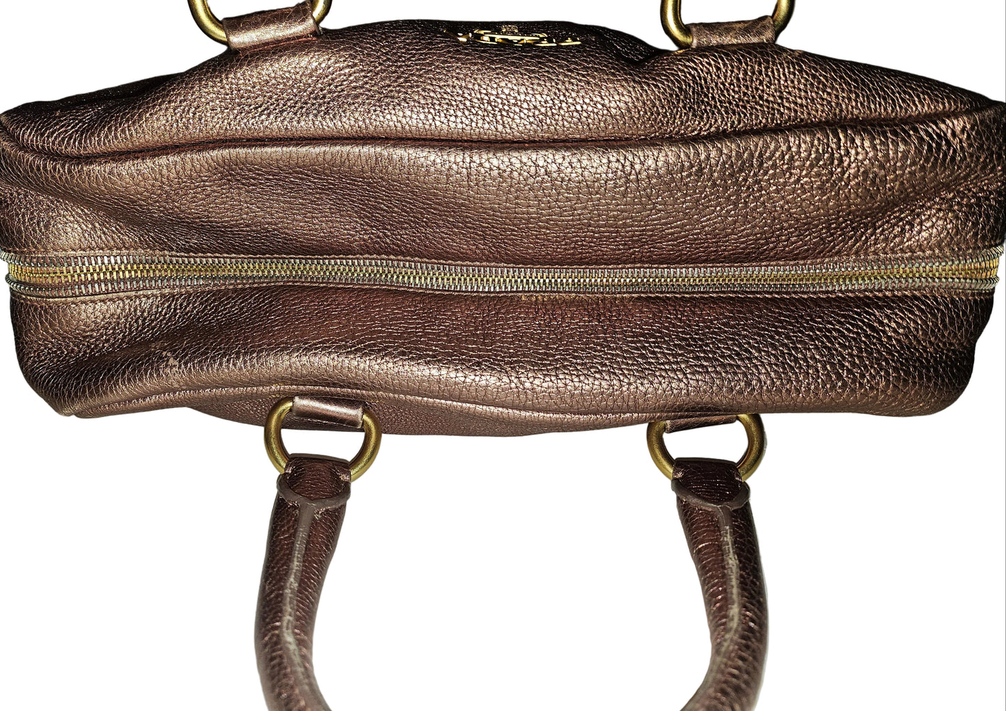 Prada pink rose gold leather large size satchel style shoulder bag