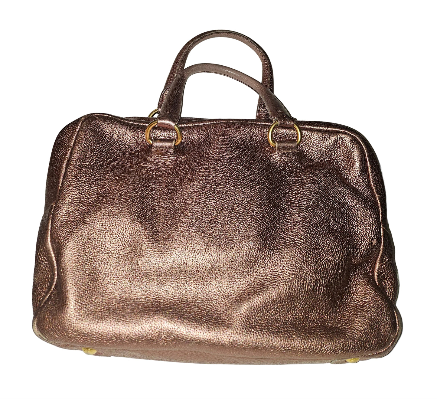 Prada pink rose gold leather large size satchel style shoulder bag