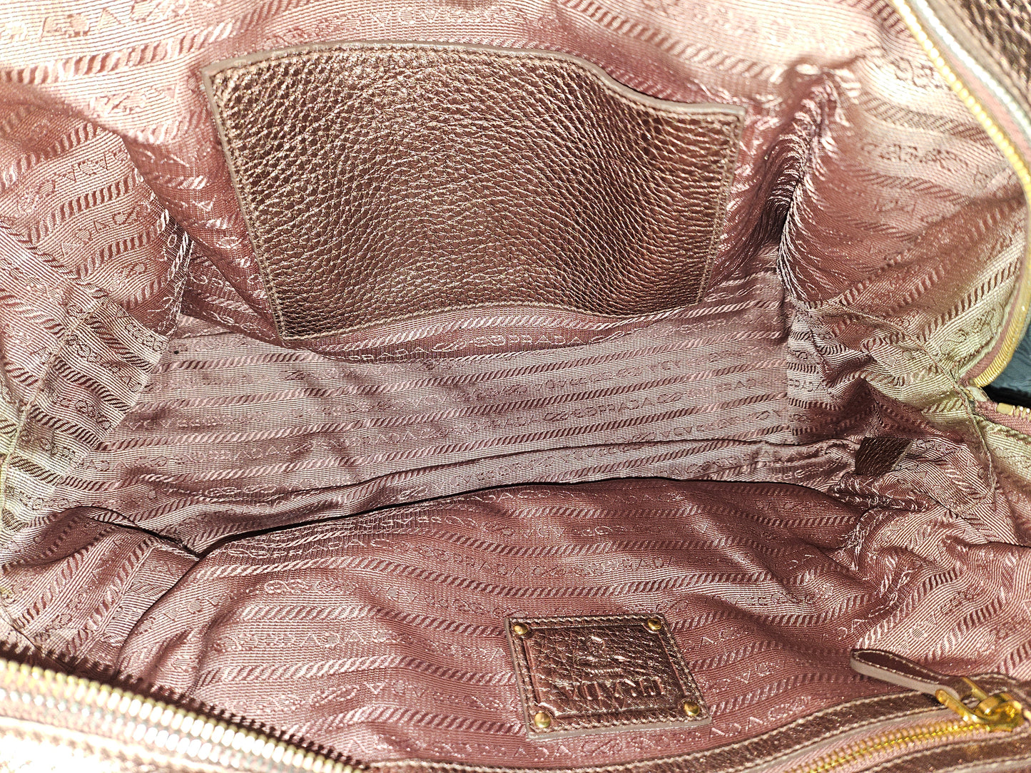 Prada pink rose gold leather large size satchel style shoulder bag