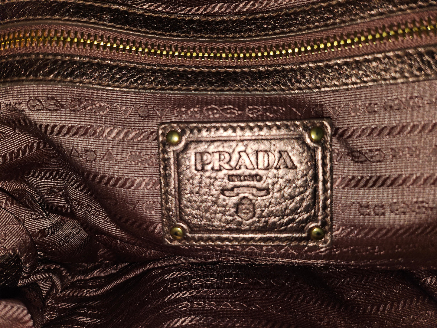 Prada pink rose gold leather large size satchel style shoulder bag