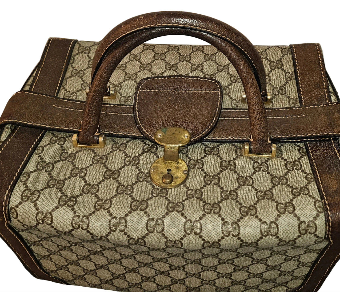 Gucci RARE brown Guccissima print  & brown leather train case in mint condition!