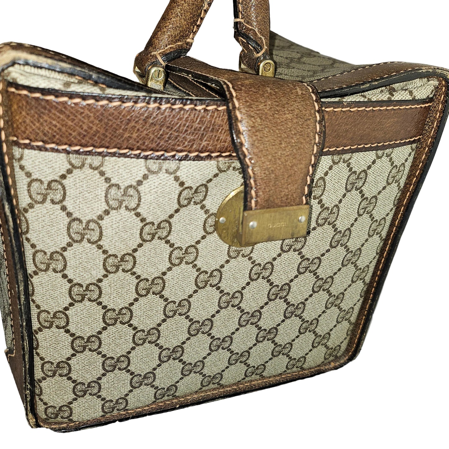 Gucci RARE brown Guccissima print  & brown leather train case in mint condition!