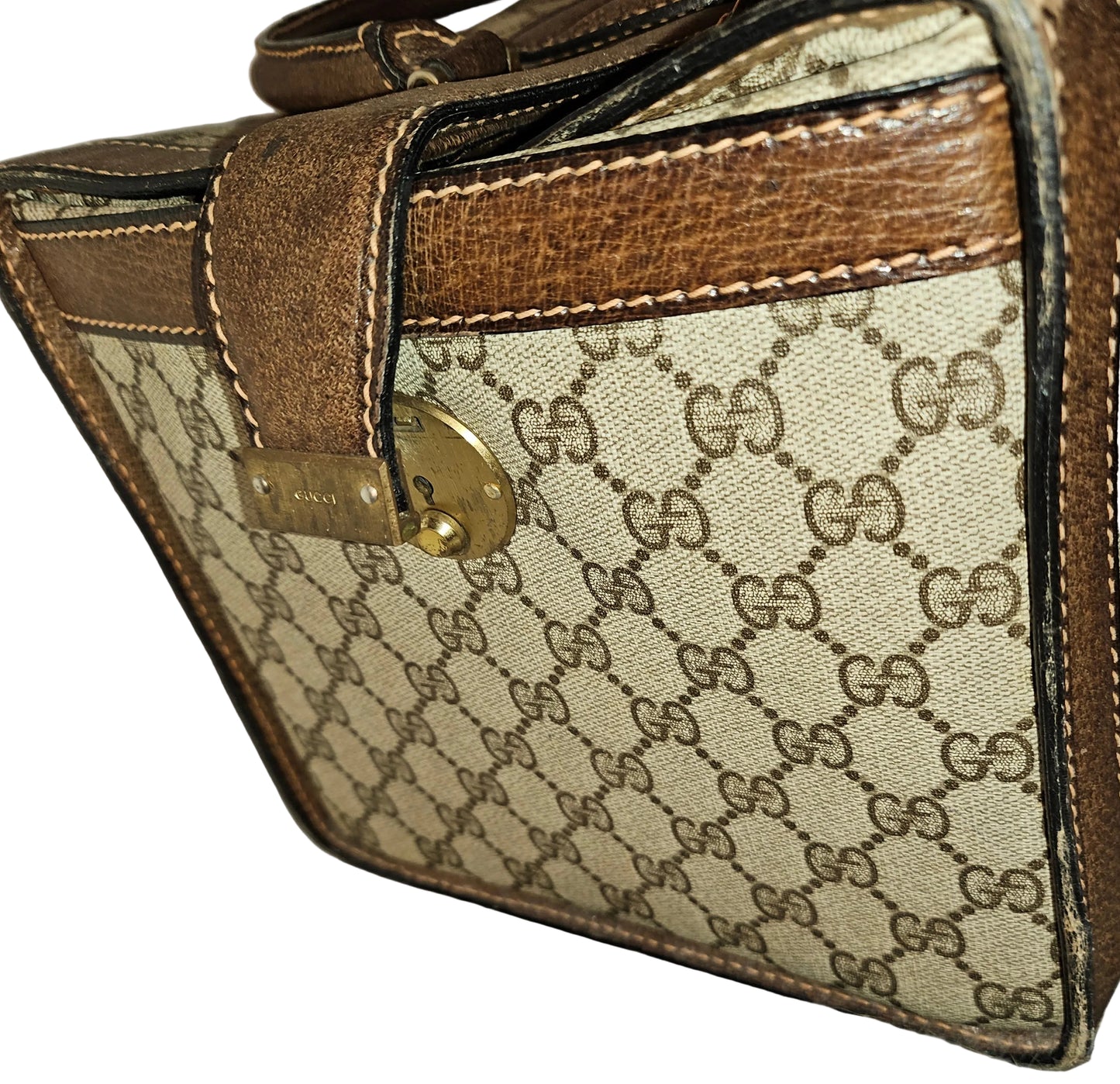 Gucci RARE brown Guccissima print  & brown leather train case in mint condition!
