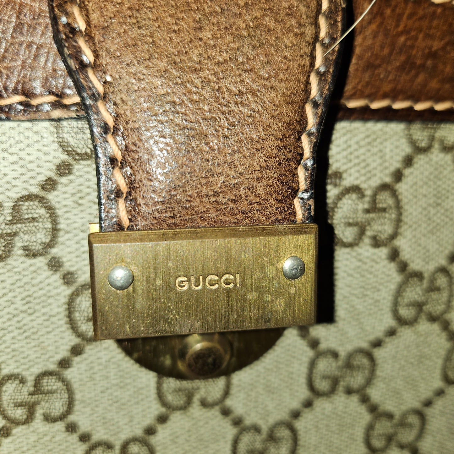 Gucci RARE brown Guccissima print  & brown leather train case in mint condition!