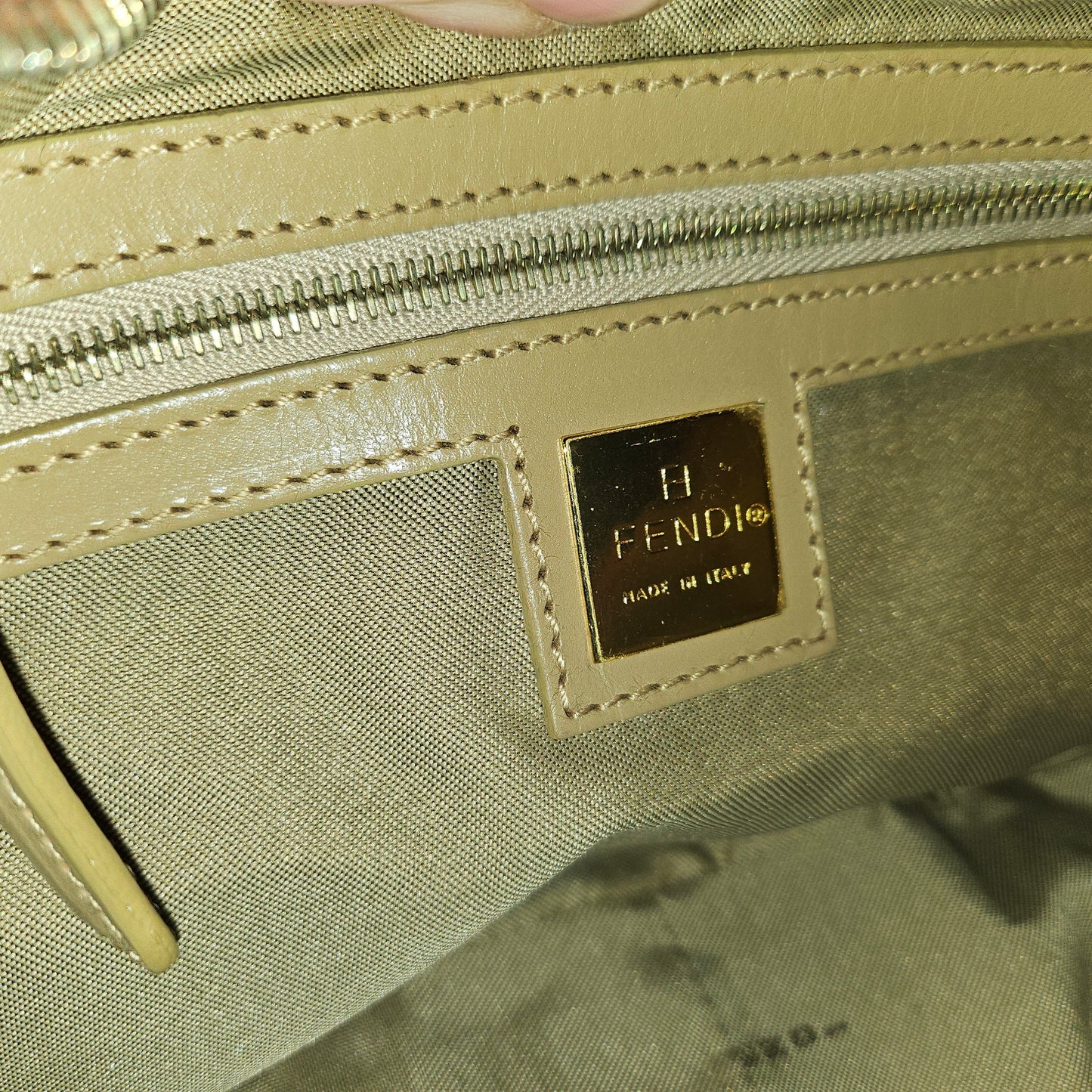 Fendi orange Zucchino print patent leather hobo shoulder style croissant baguette bag