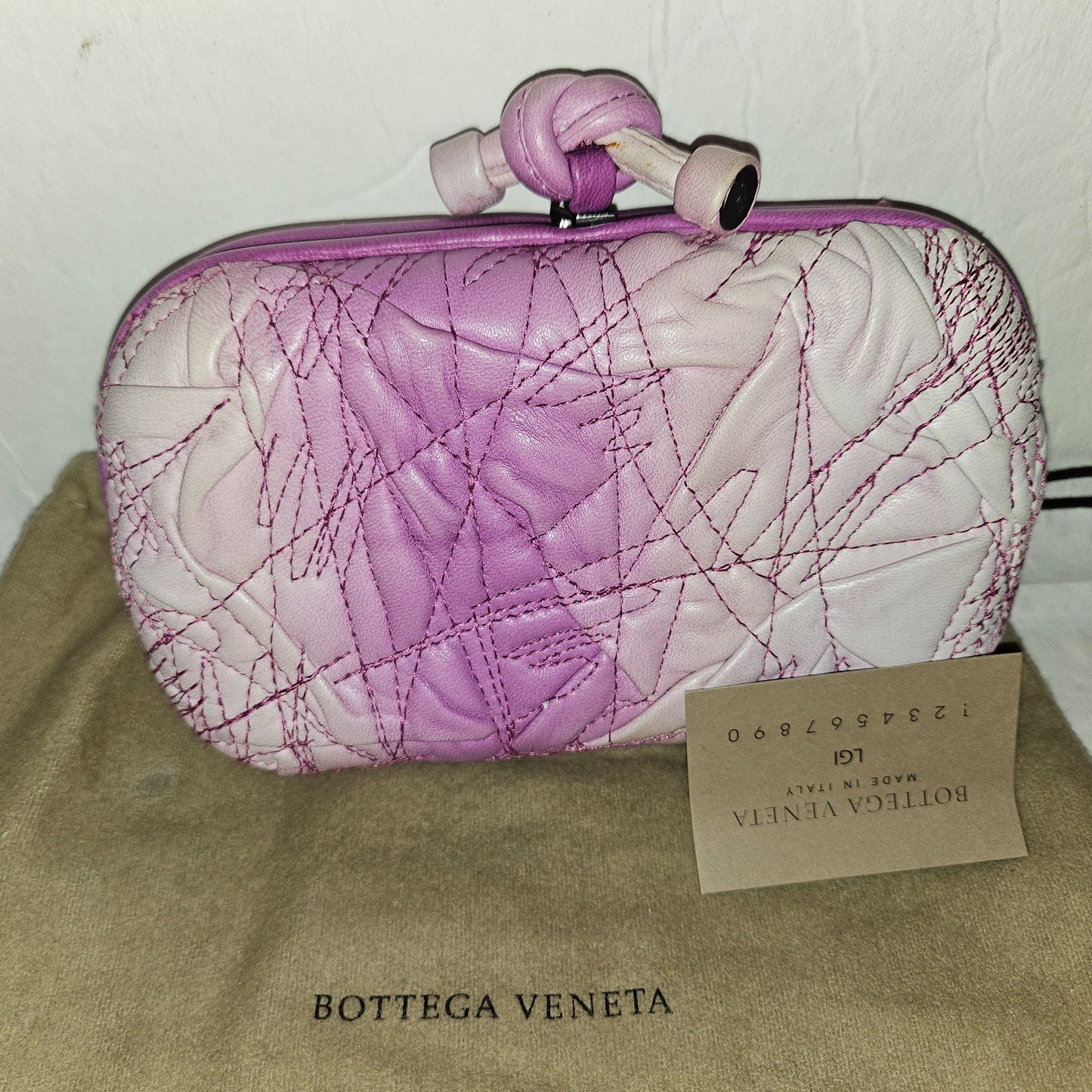 Bottega Veneta amazing purple ombre leather  Knot style clutch w  dust bag