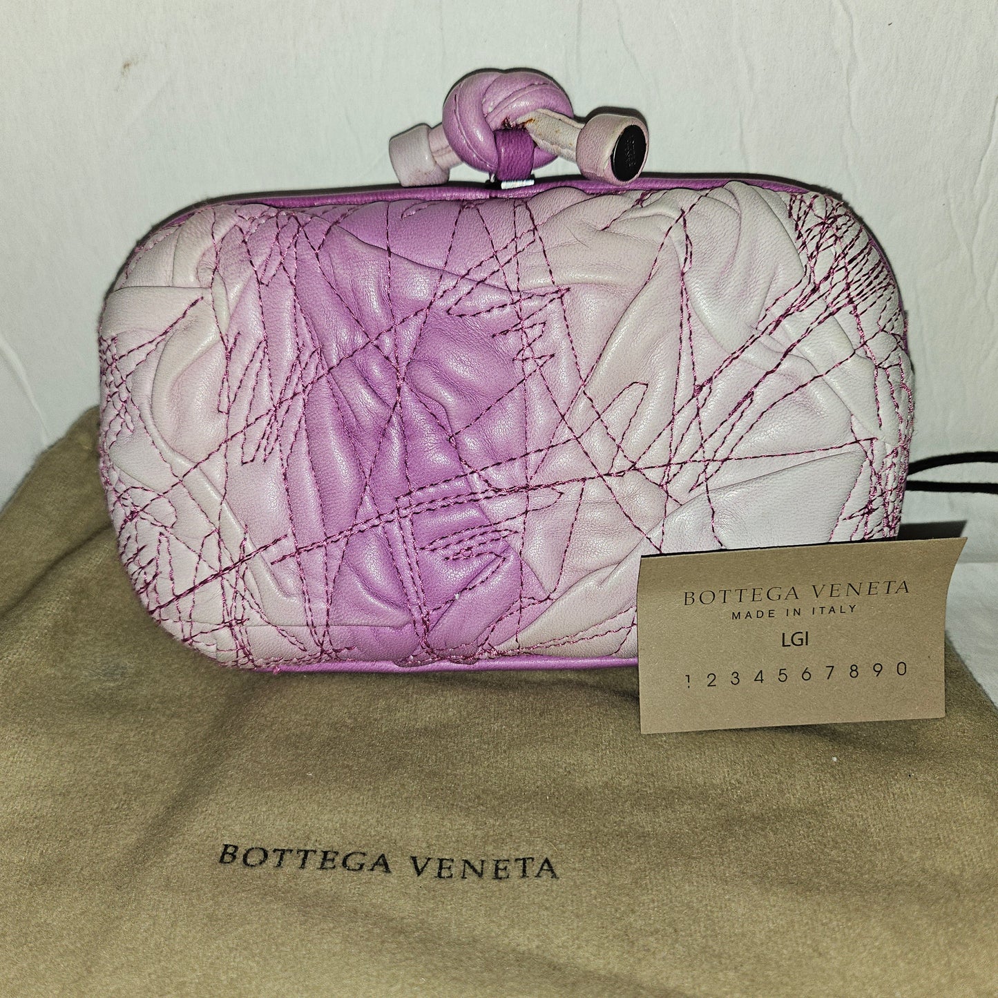 Bottega Veneta amazing purple ombre leather  Knot style clutch w  dust bag