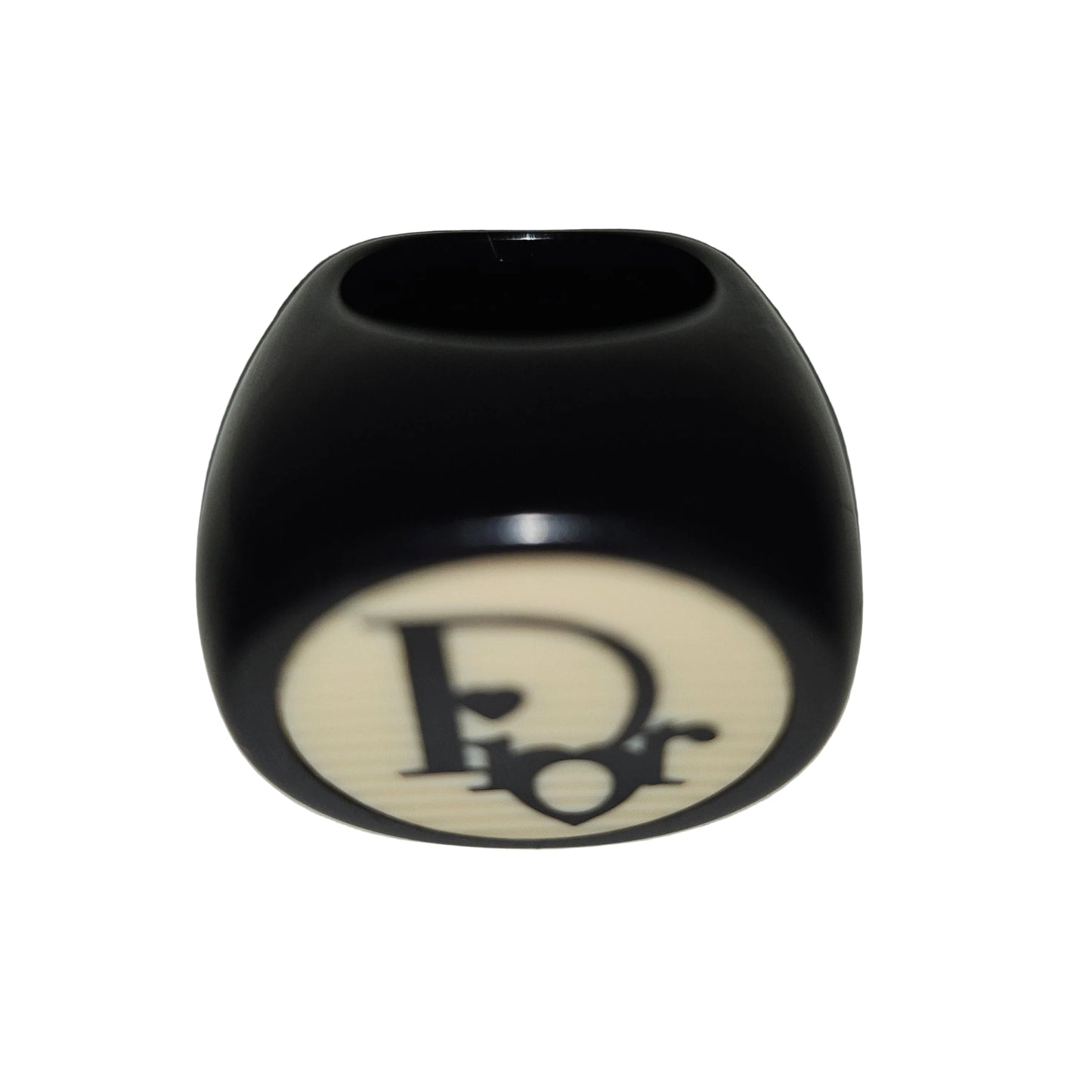 Dior Black & Ivory XL Round Logo Inlaid Ring