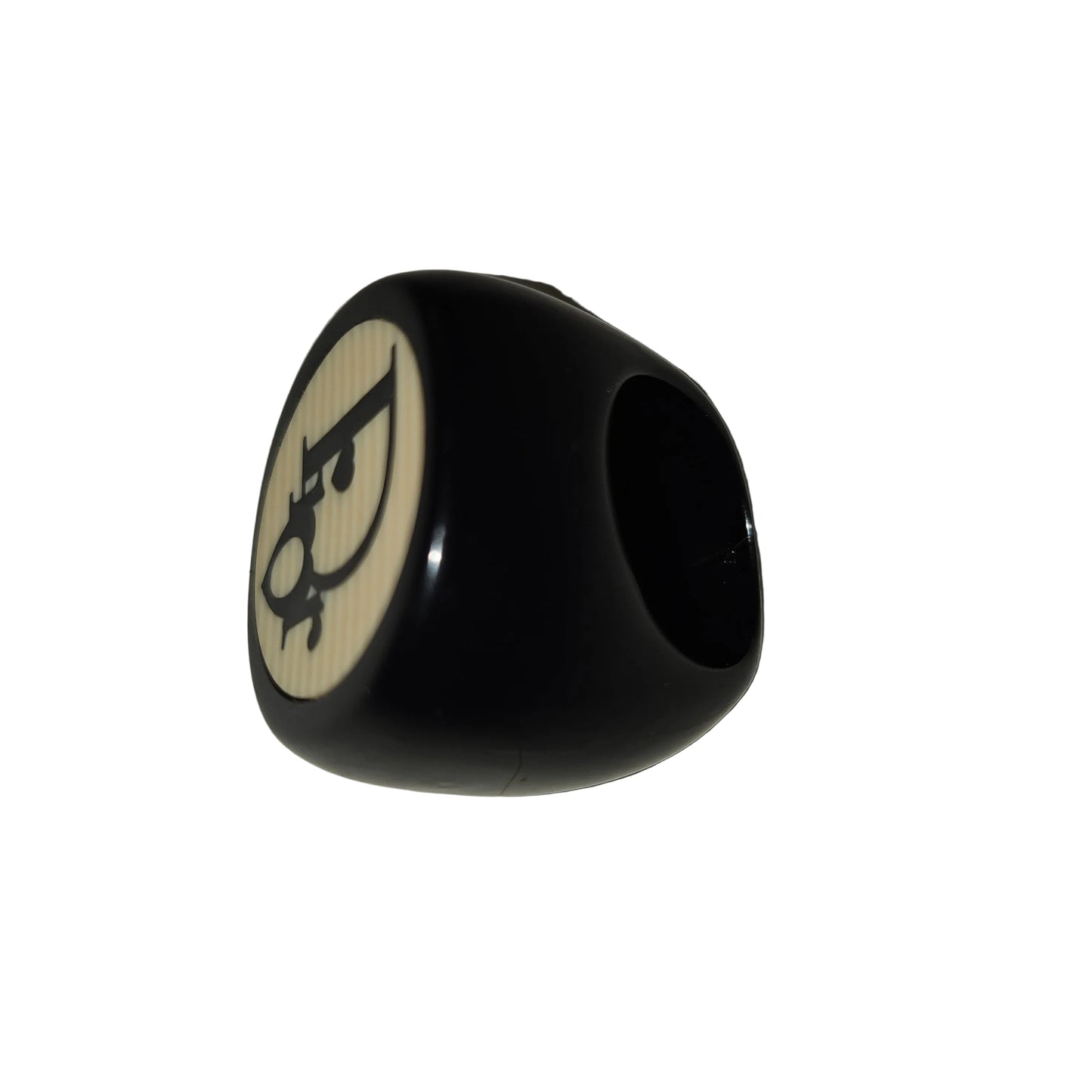 Dior Black & Ivory XL Round Logo Inlaid Ring