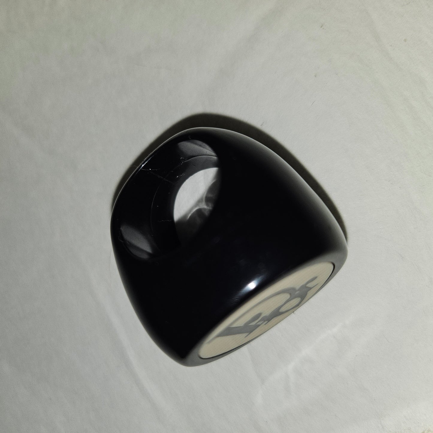 Dior Black & Ivory XL Round Logo Inlaid Ring