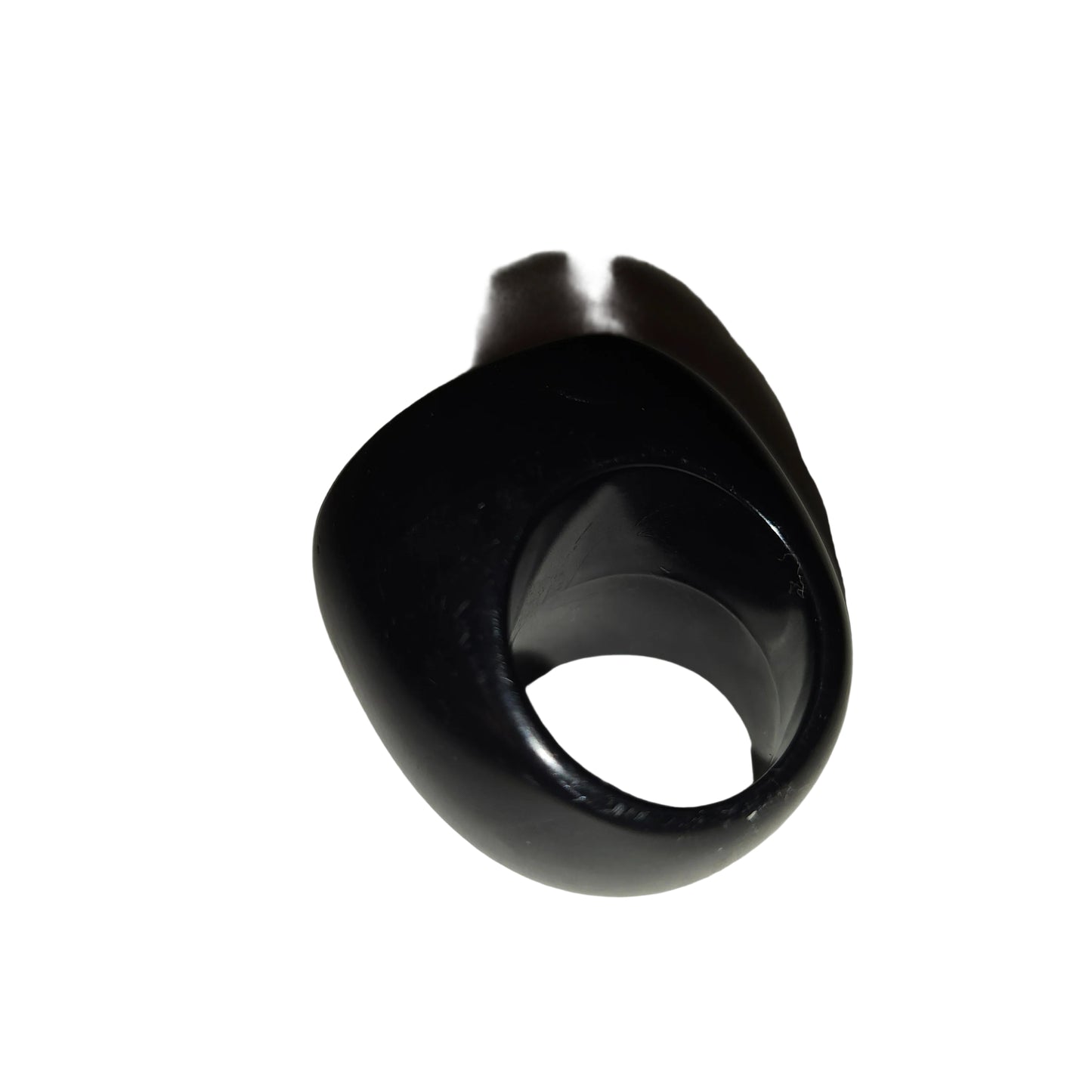 Dior Black & Ivory XL Round Logo Inlaid Ring