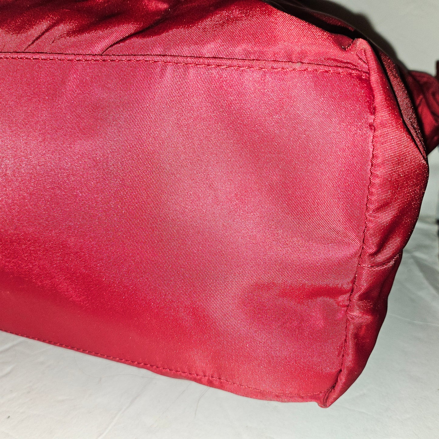 Prada Red Leather & Nylon XL Classic Tote Bag