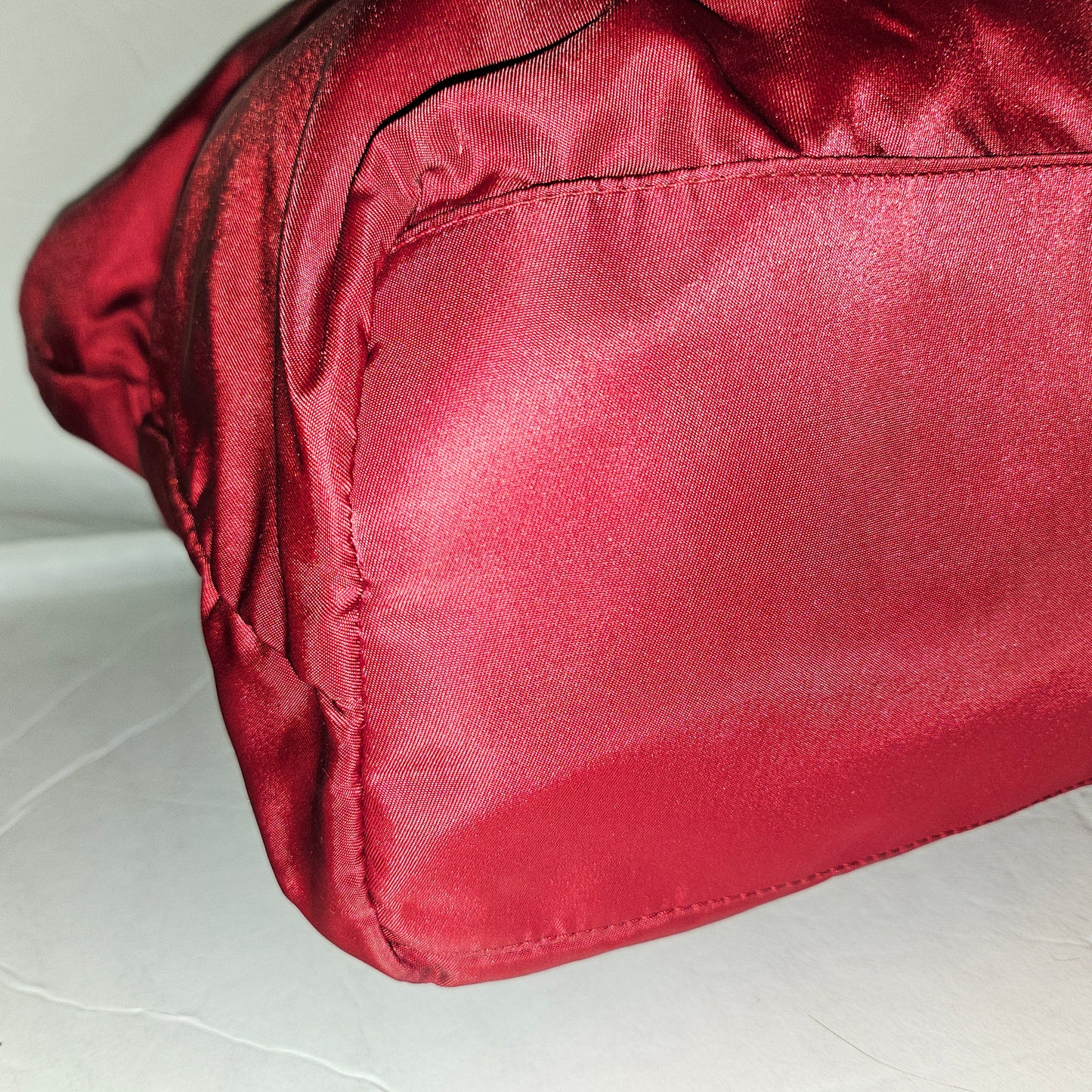 Prada Red Leather & Nylon XL Classic Tote Bag