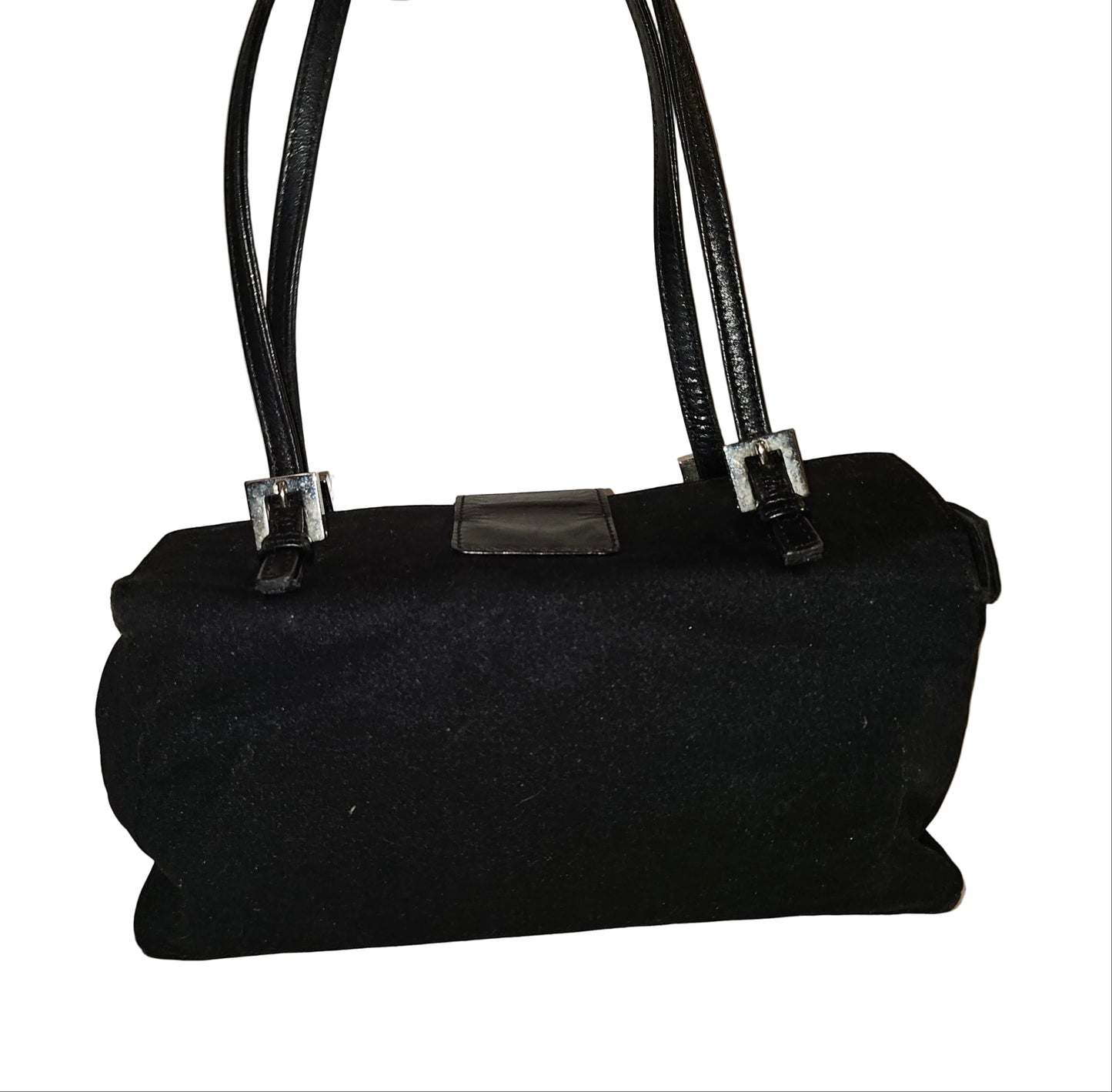 Fendi black nylon and black leather satchel style Limited Edition 'lunchbox' purse