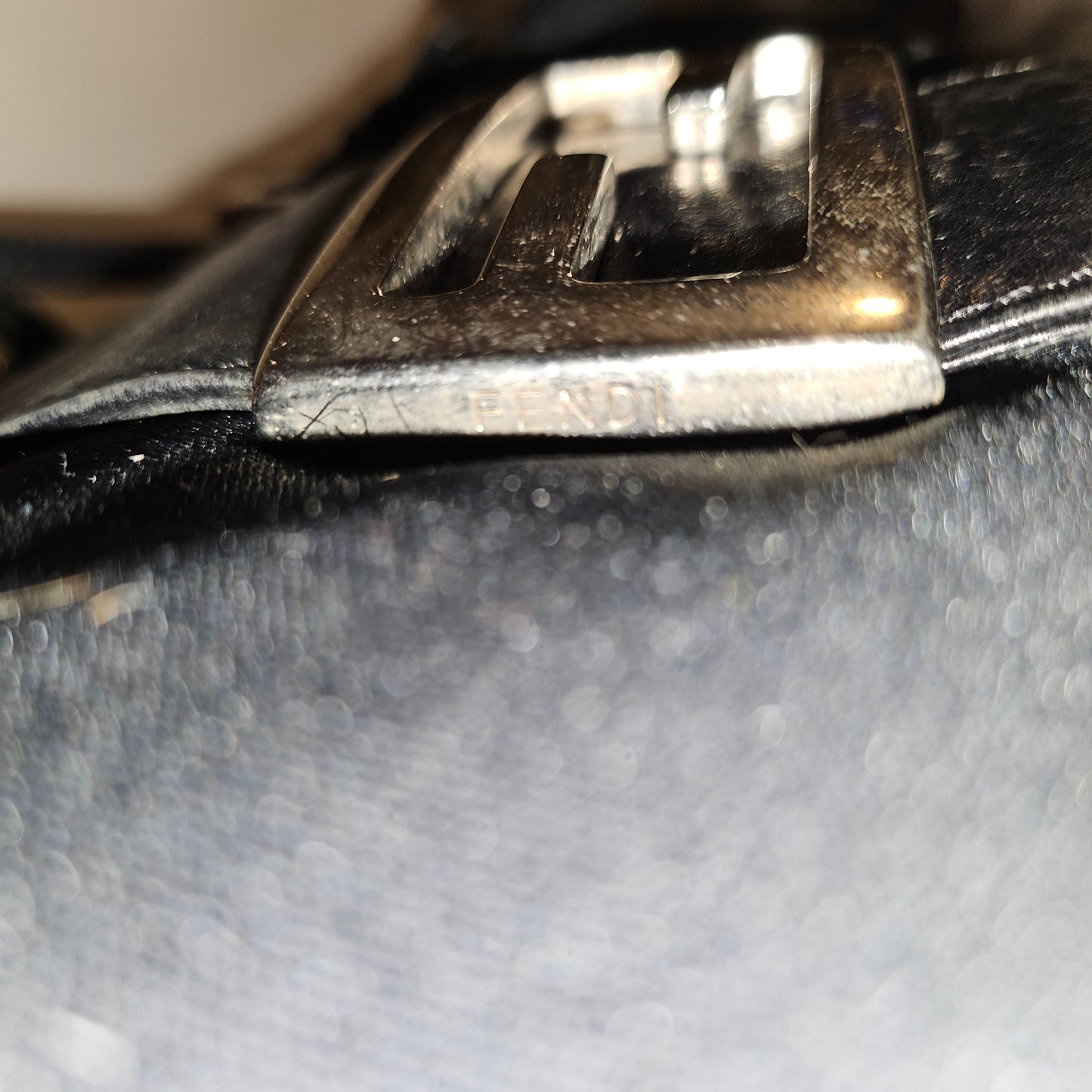 Fendi black nylon and black leather satchel style Limited Edition 'lunchbox' purse