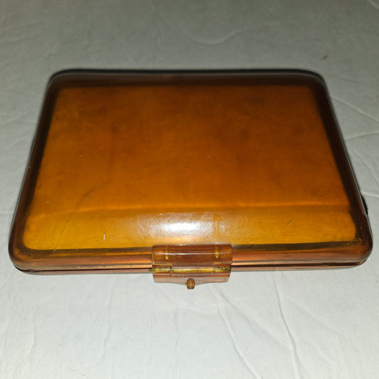 Art Deco Italian honey tortoise shell hard & boxy clutch w lots of compartments
