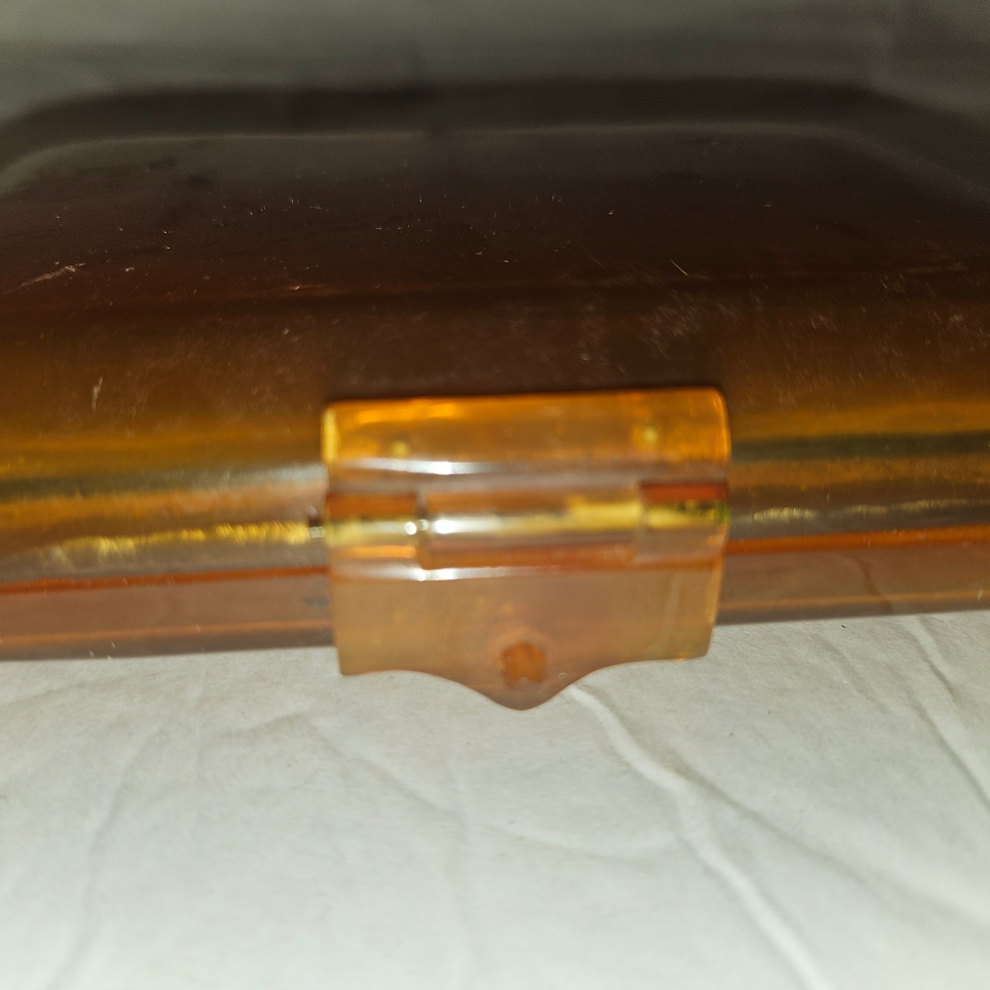 Art Deco Italian honey tortoise shell hard & boxy clutch w lots of compartments