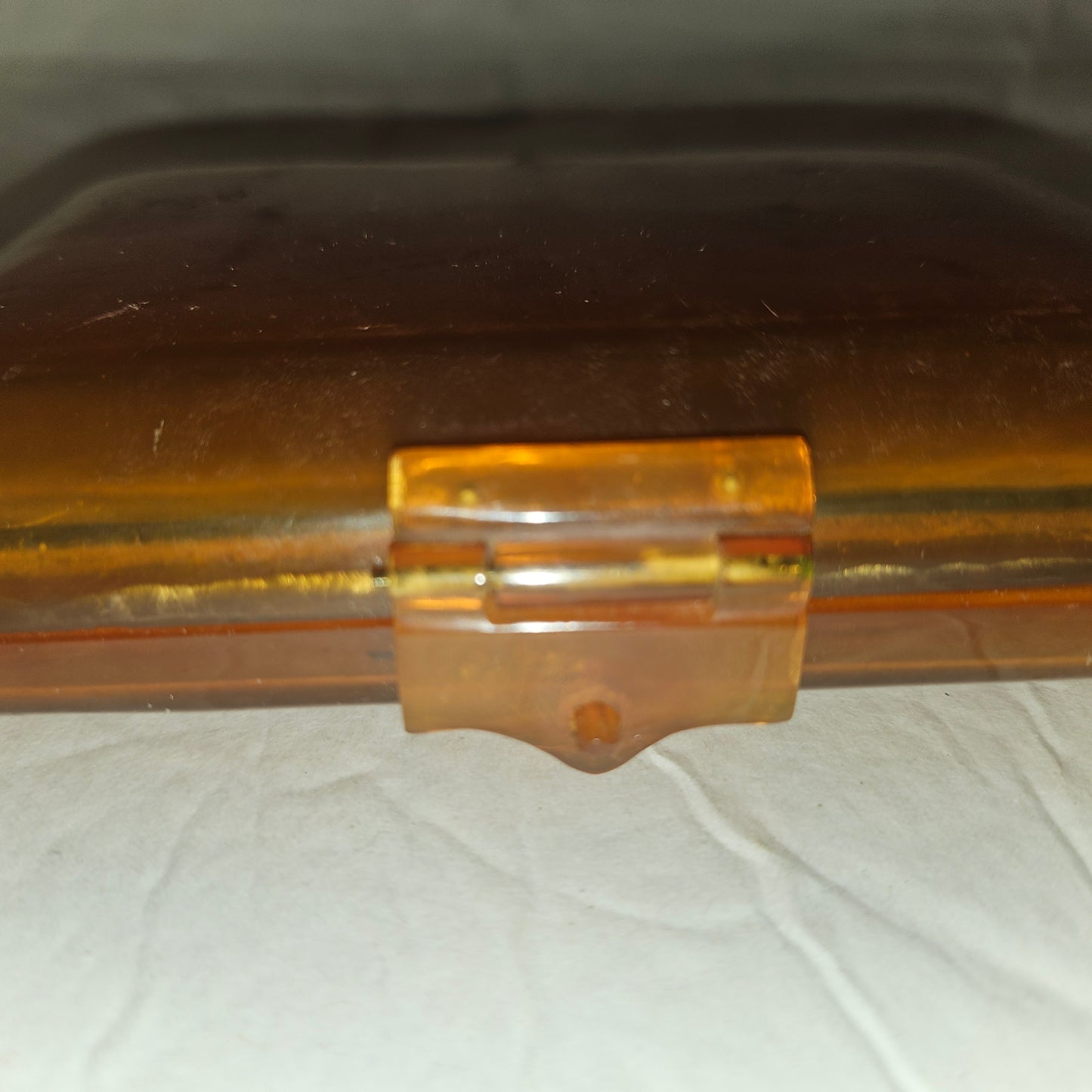 Art Deco Italian honey tortoise shell hard & boxy clutch w lots of compartments