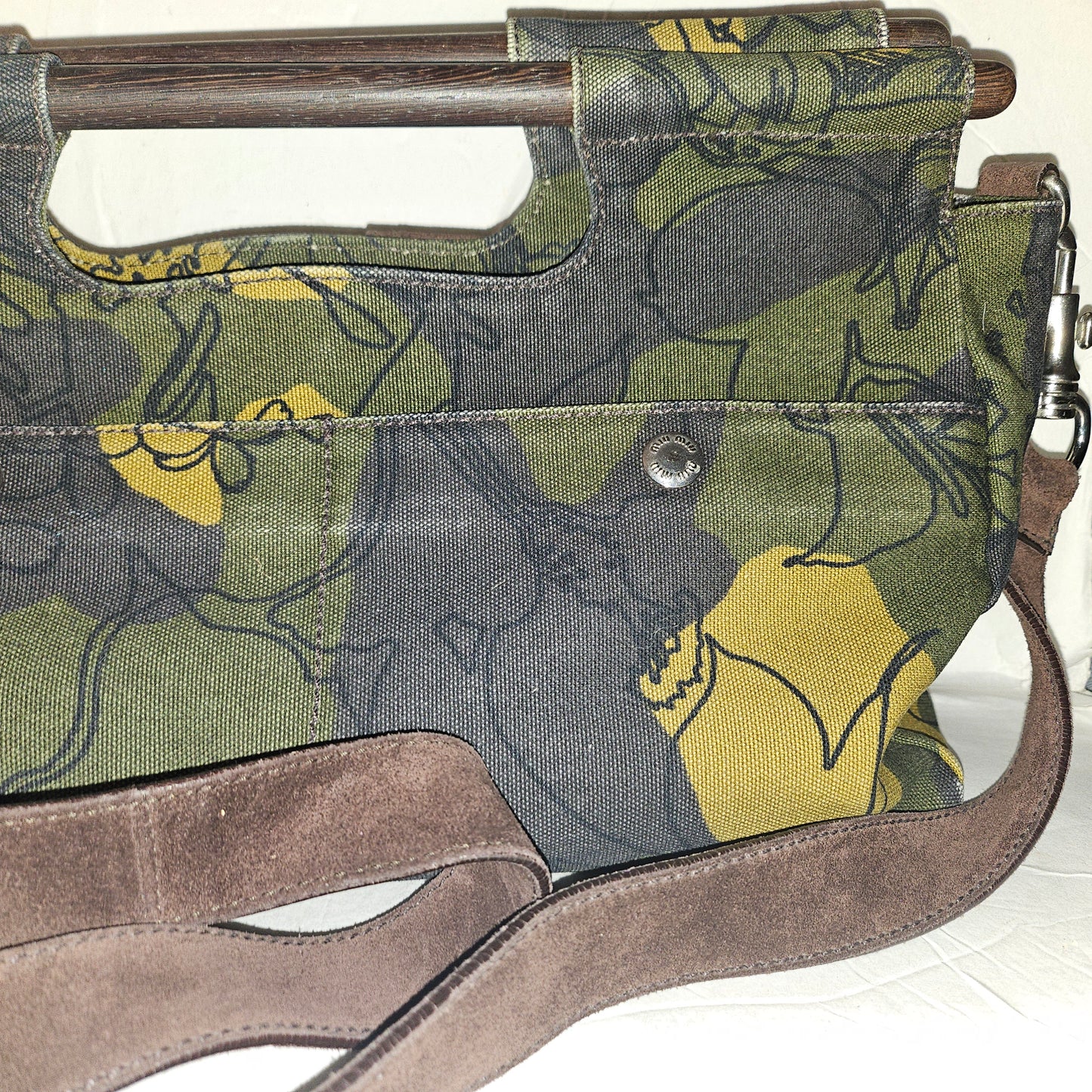 Miu Miu floral print canvas & suede two-way XL bag