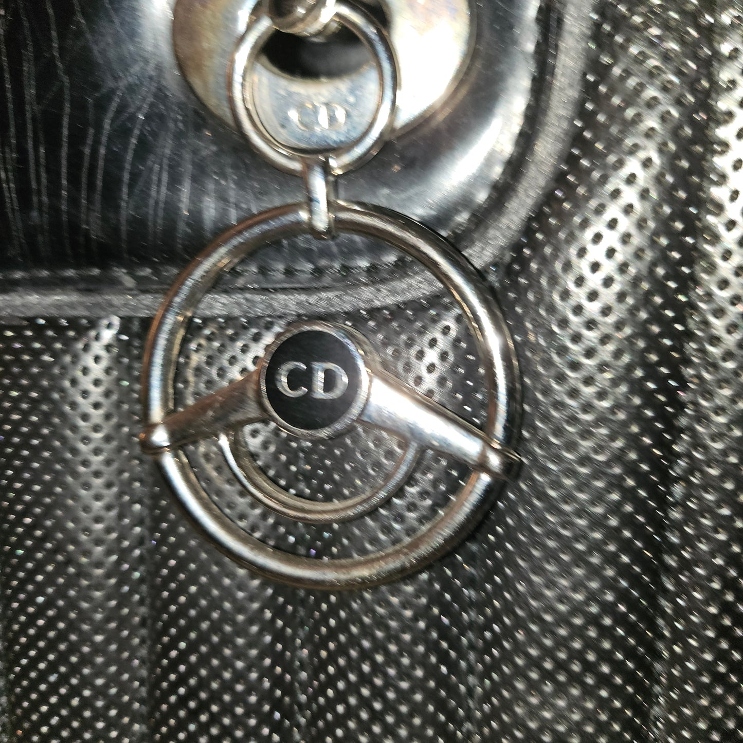 Dior LE Montaigne black leather w denim two way satchel w chrome hardware!