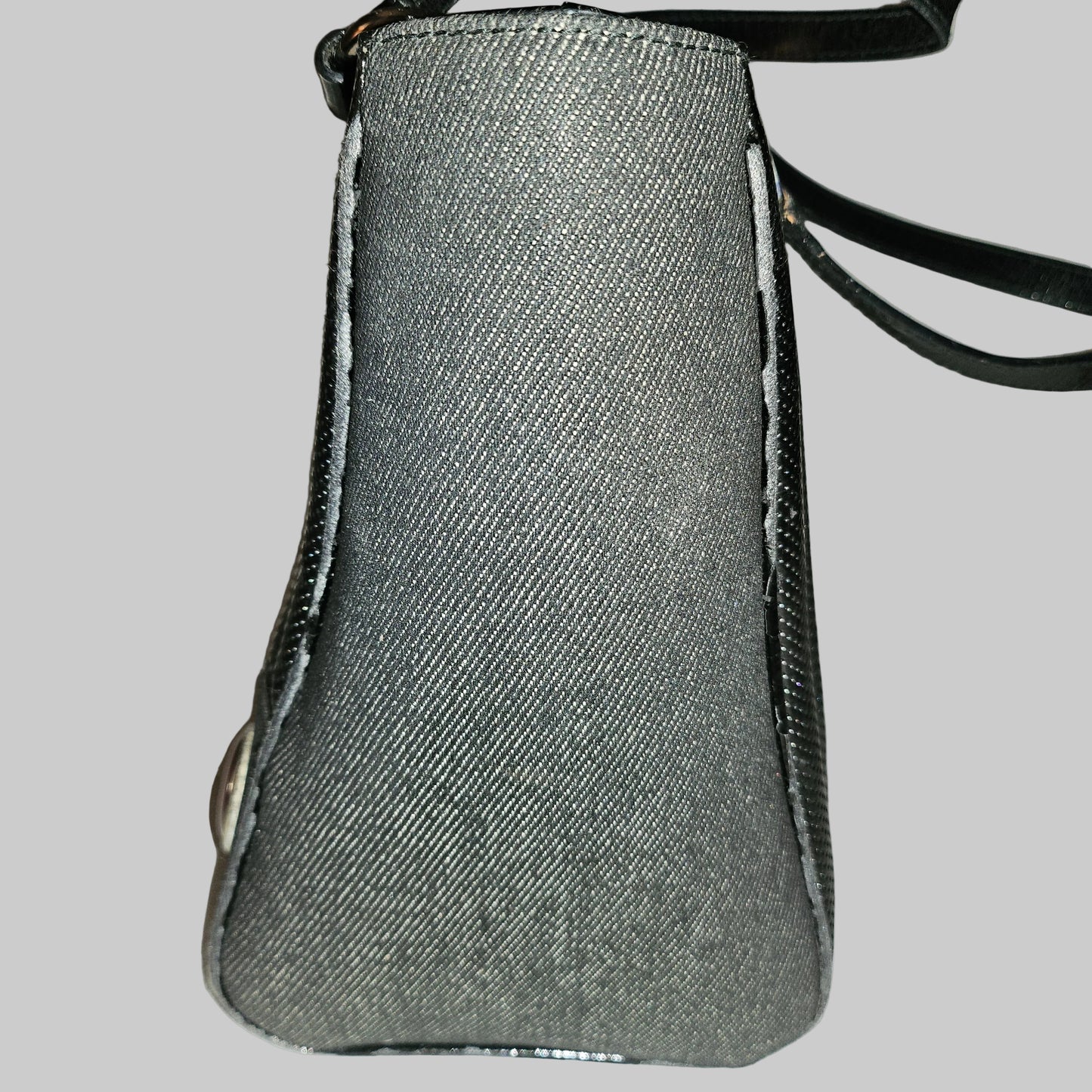 Dior LE Montaigne black leather w denim two way satchel w chrome hardware!