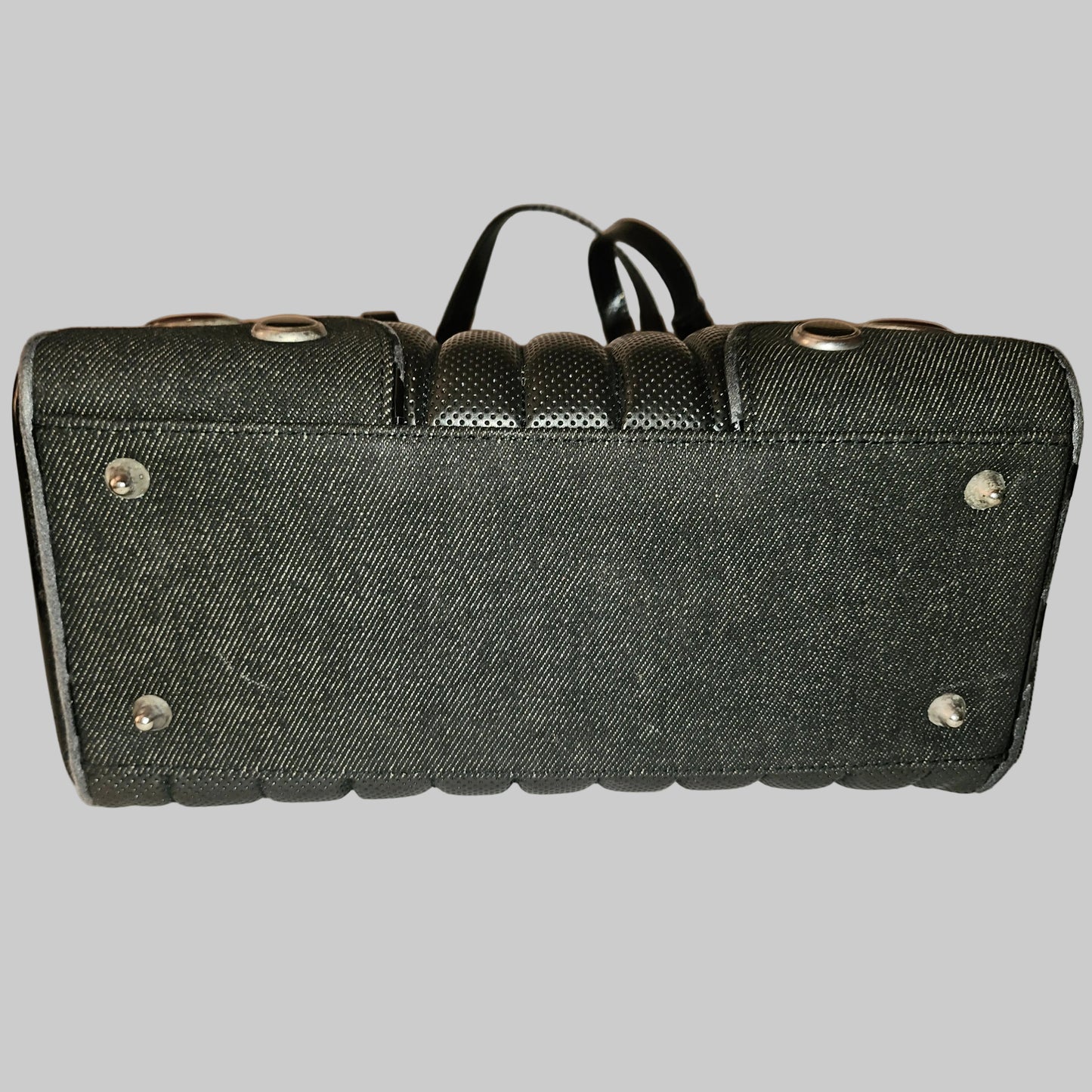 Dior LE Montaigne black leather w denim two way satchel w chrome hardware!