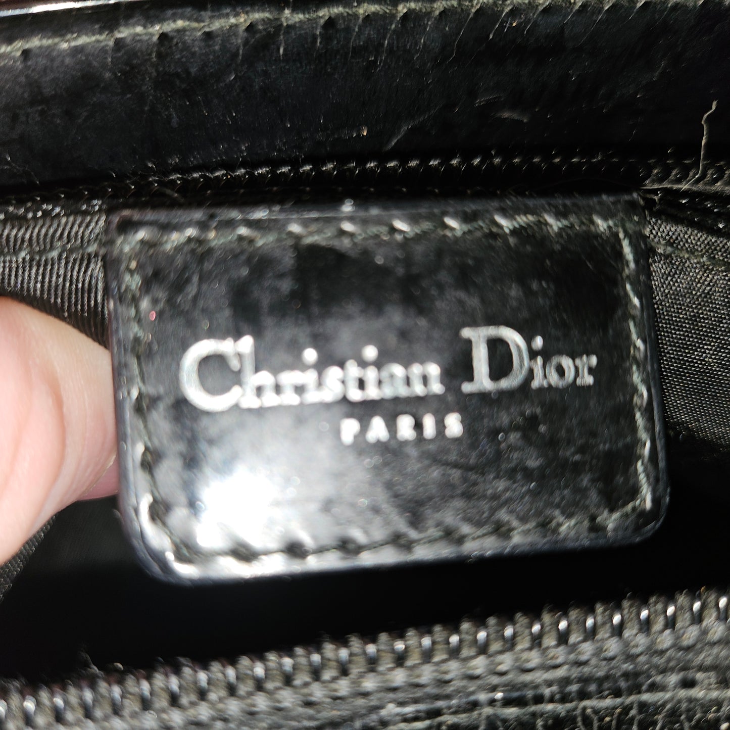 Dior LE Montaigne black leather w denim two way satchel w chrome hardware!