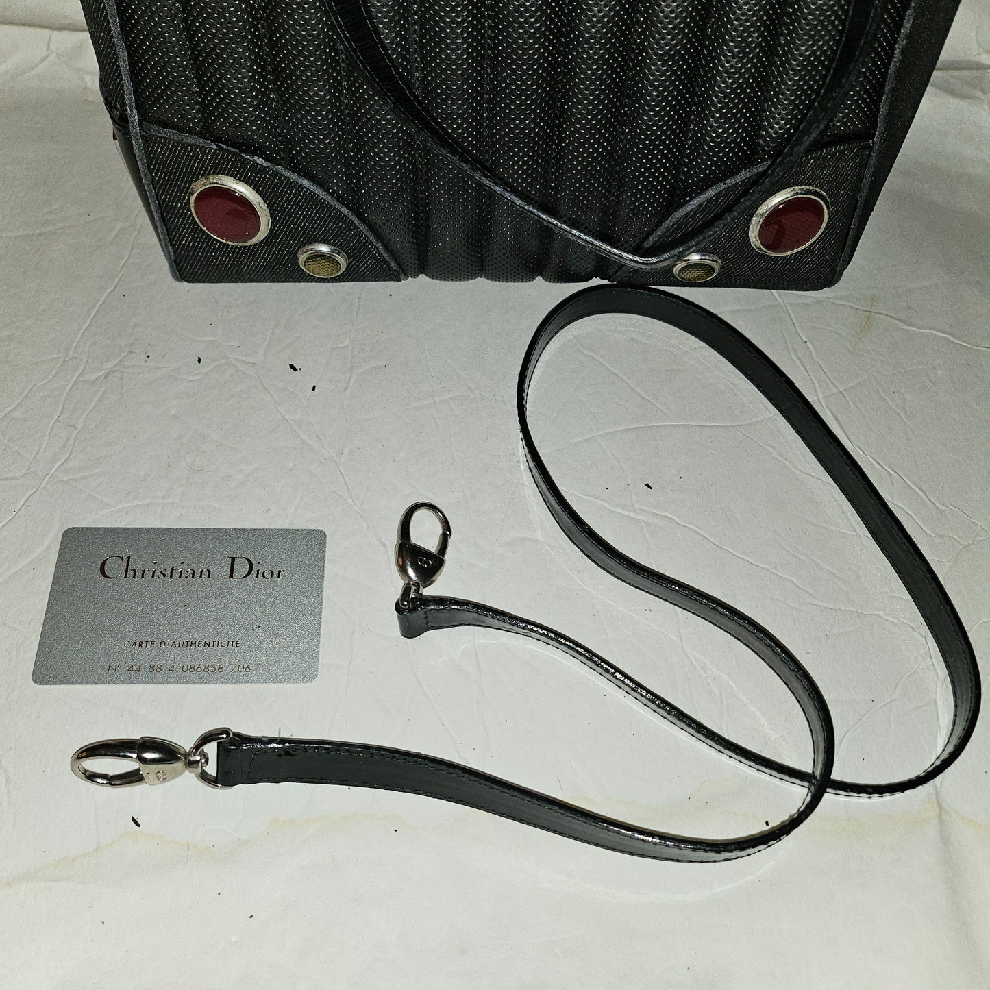 Dior LE Montaigne black leather w denim two way satchel w chrome hardware!