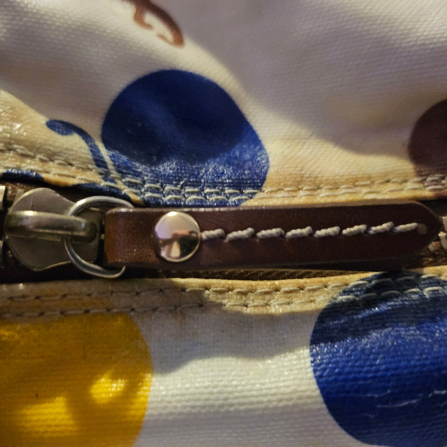 Fendi RARE multicolored print & brown leather Karligraphy hobo