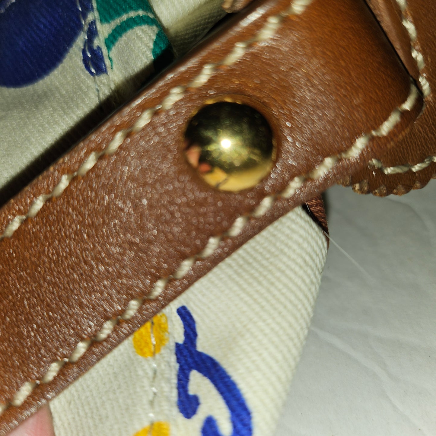 Fendi RARE multicolored print & brown leather Karligraphy hobo