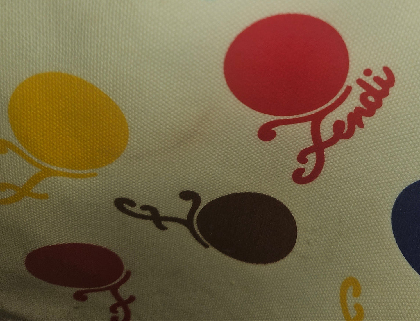 Fendi RARE multicolored print & brown leather Karligraphy hobo