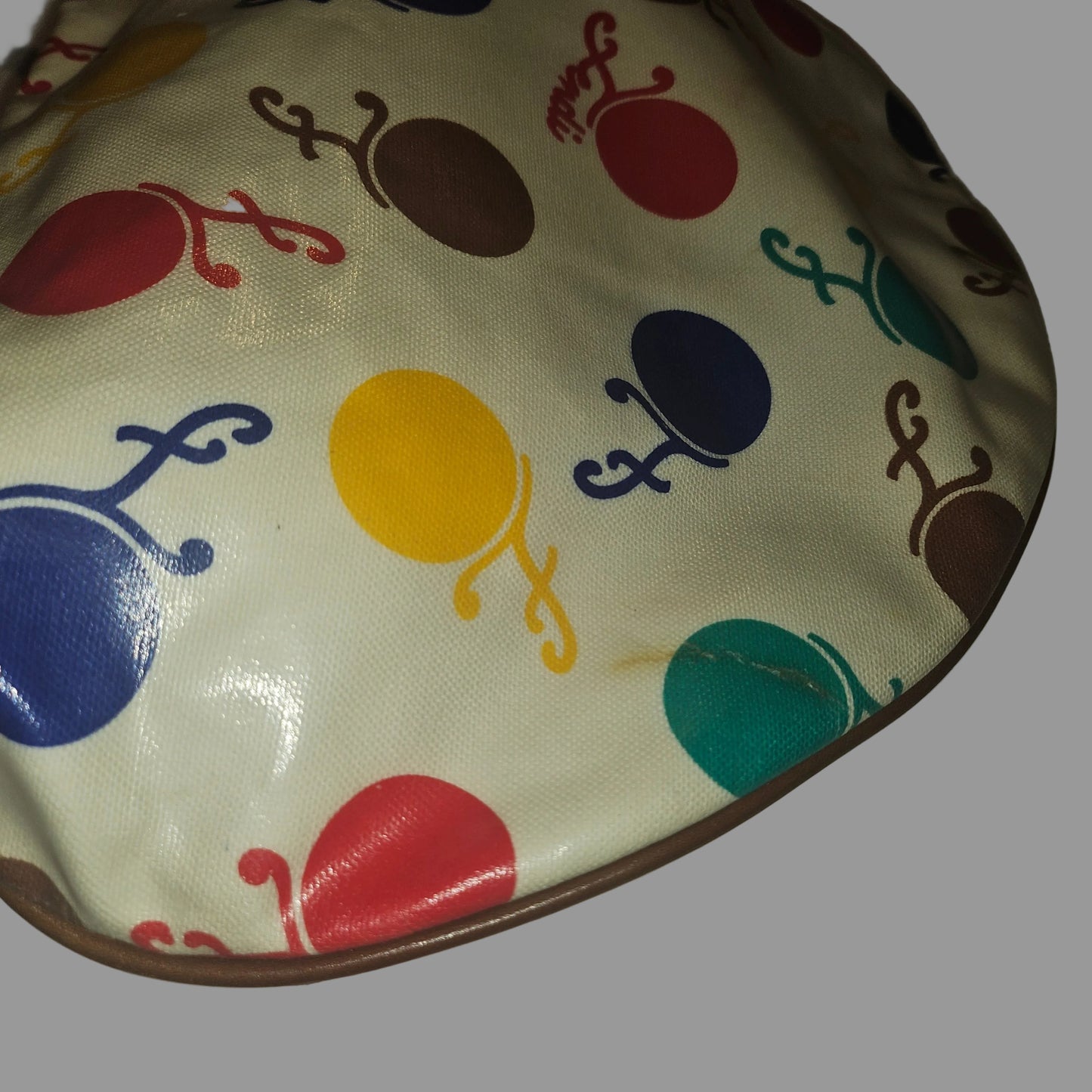 Fendi RARE multicolored print & brown leather Karligraphy hobo