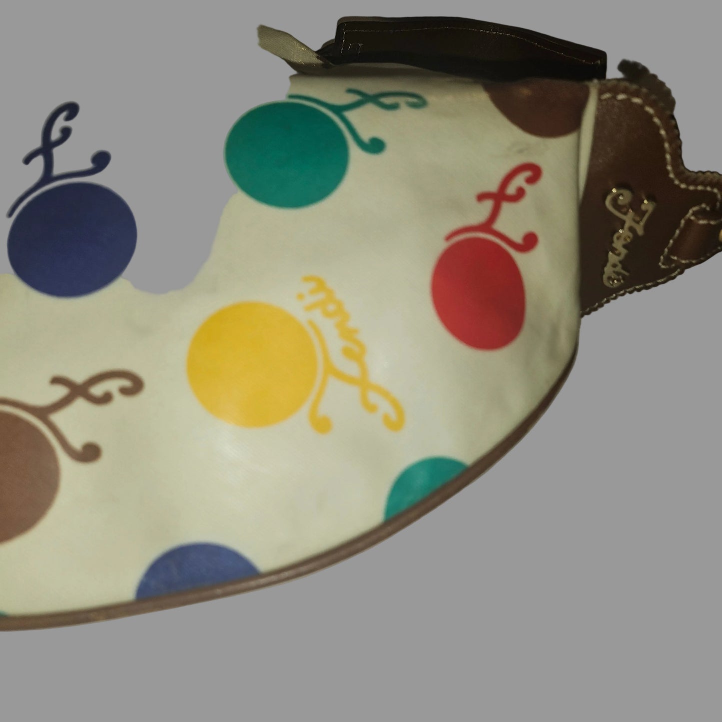 Fendi RARE multicolored print & brown leather Karligraphy hobo