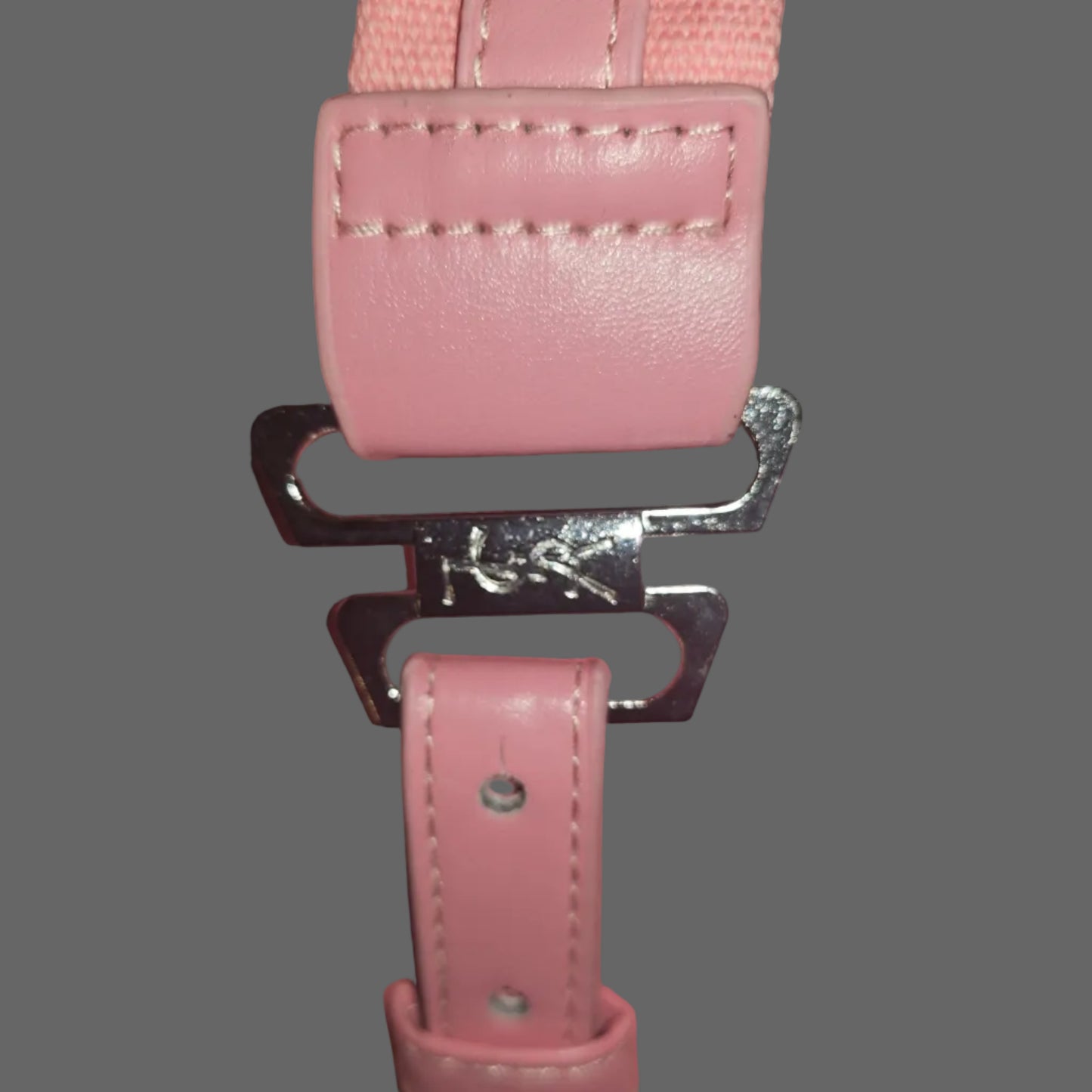 YSL NEW old stock, pink canvas & leather tote with chrome hardware & YSL logo in gold patent leather