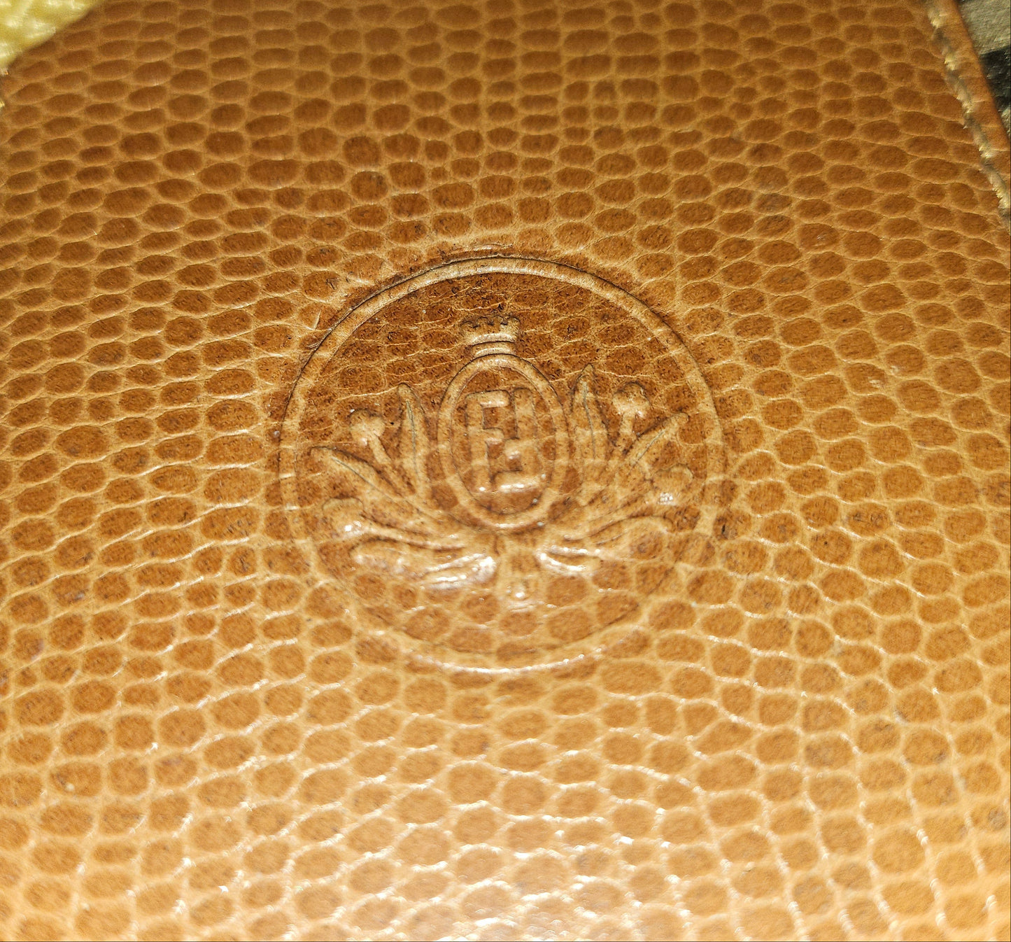 Fendi camel & black regimental striped print and camel hard leather drawstring top, fan-shaped bucket bag!