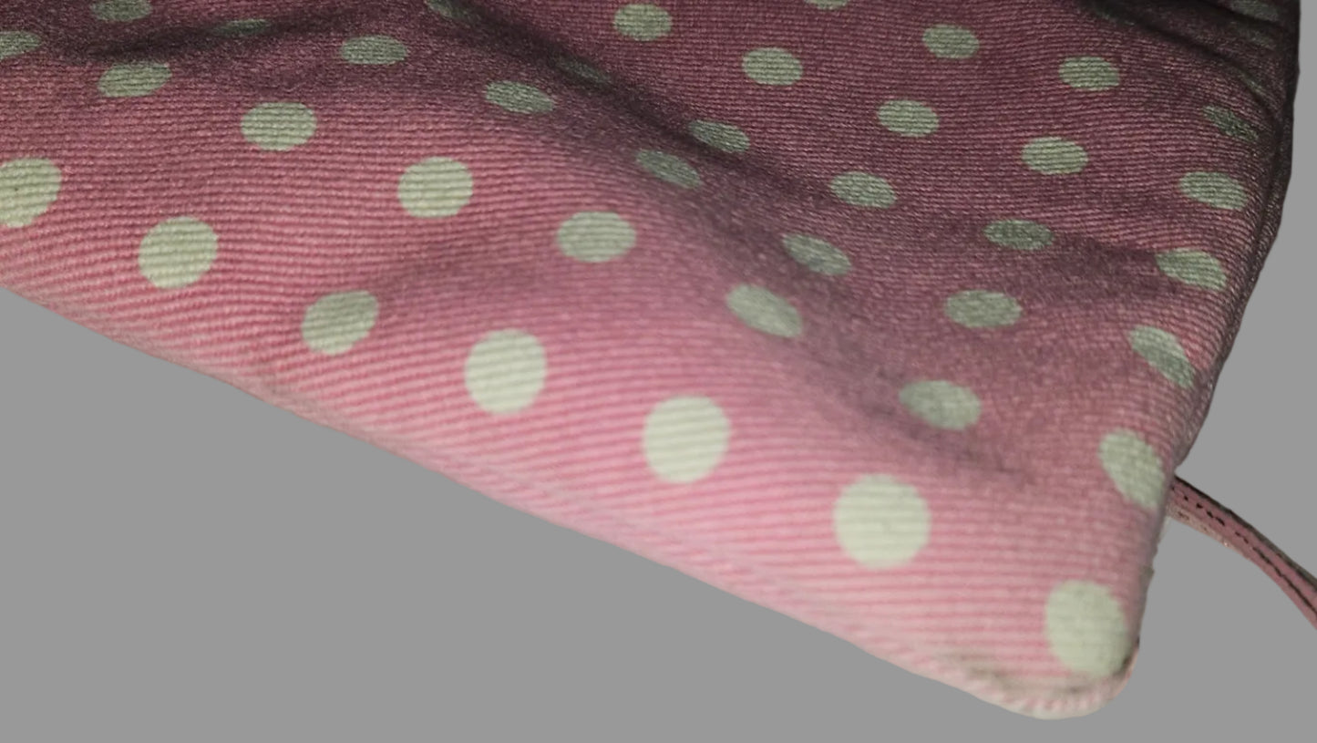 YSL Iconic Pink & White Polka Dot Print Canvas & Leather Tote
