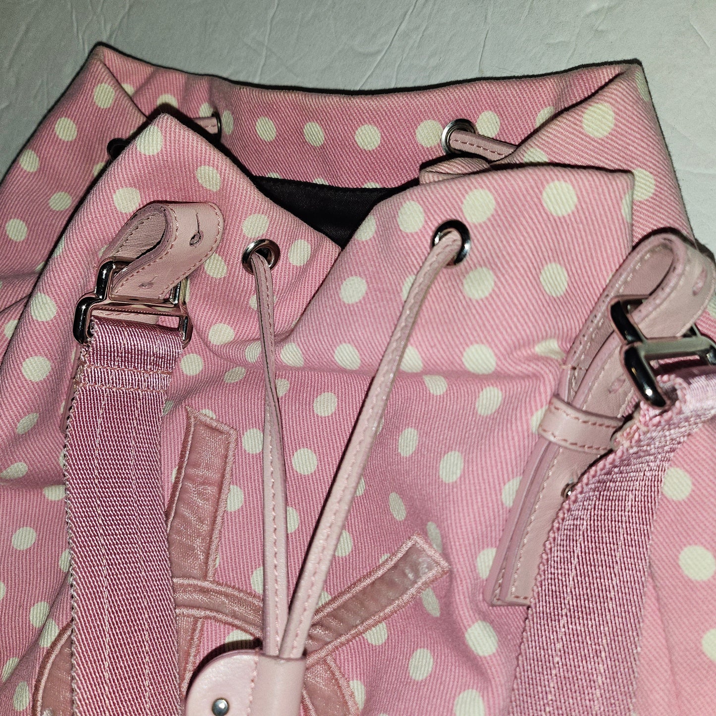 YSL Iconic Pink & White Polka Dot Print Canvas & Leather Tote