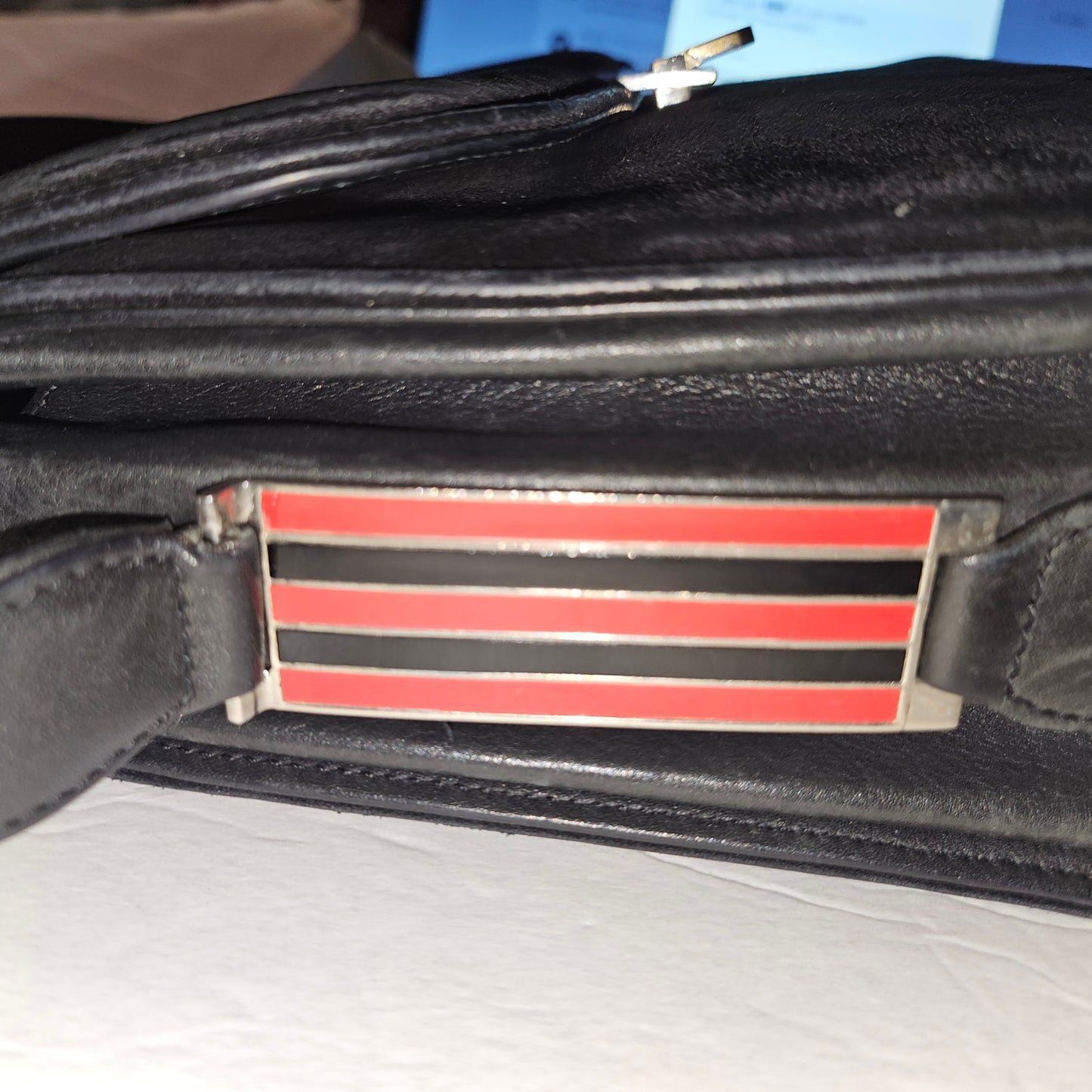 G. Gucci very early black suede boxy shoulder bag w sterling & enamel accents