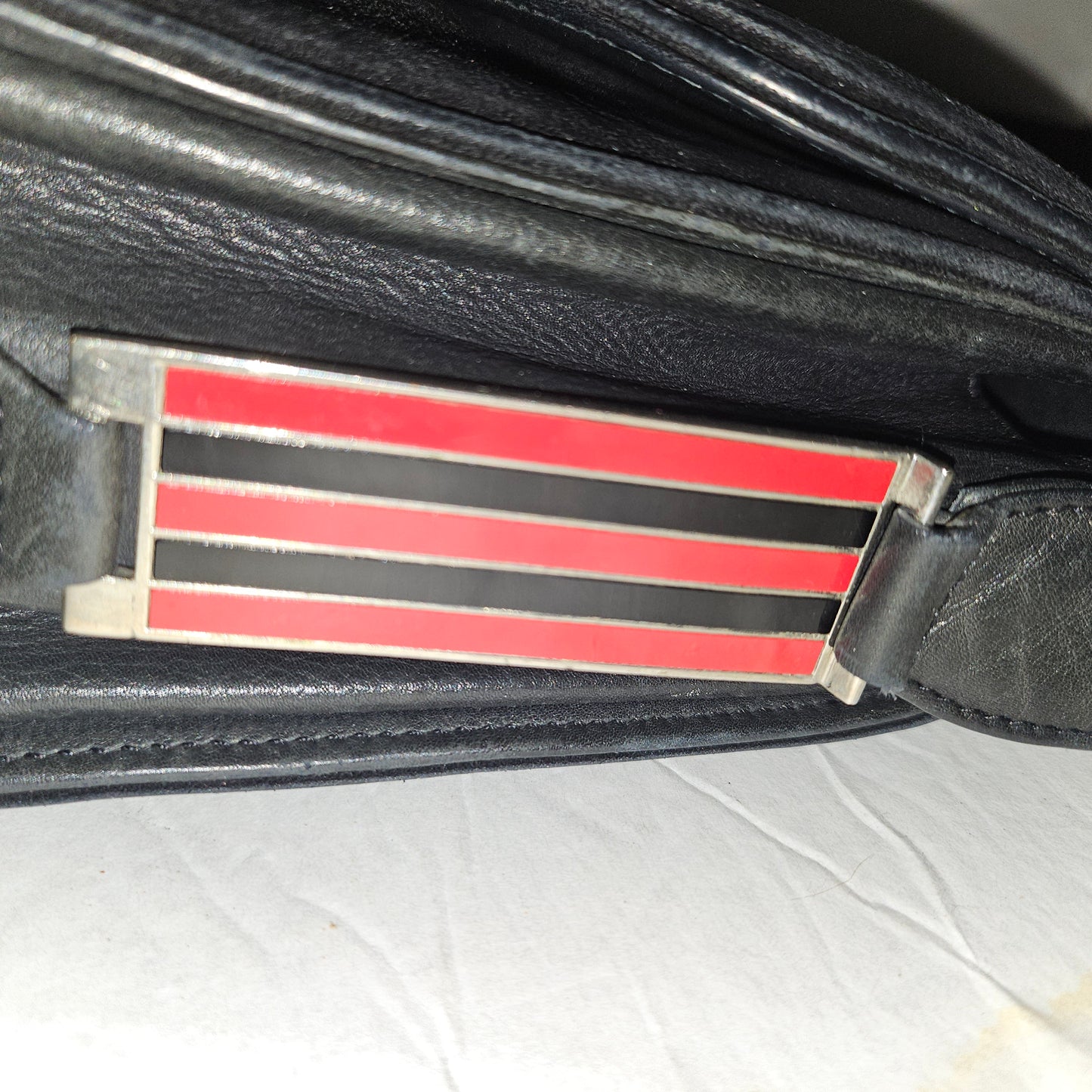 G. Gucci very early black suede boxy shoulder bag w sterling & enamel accents