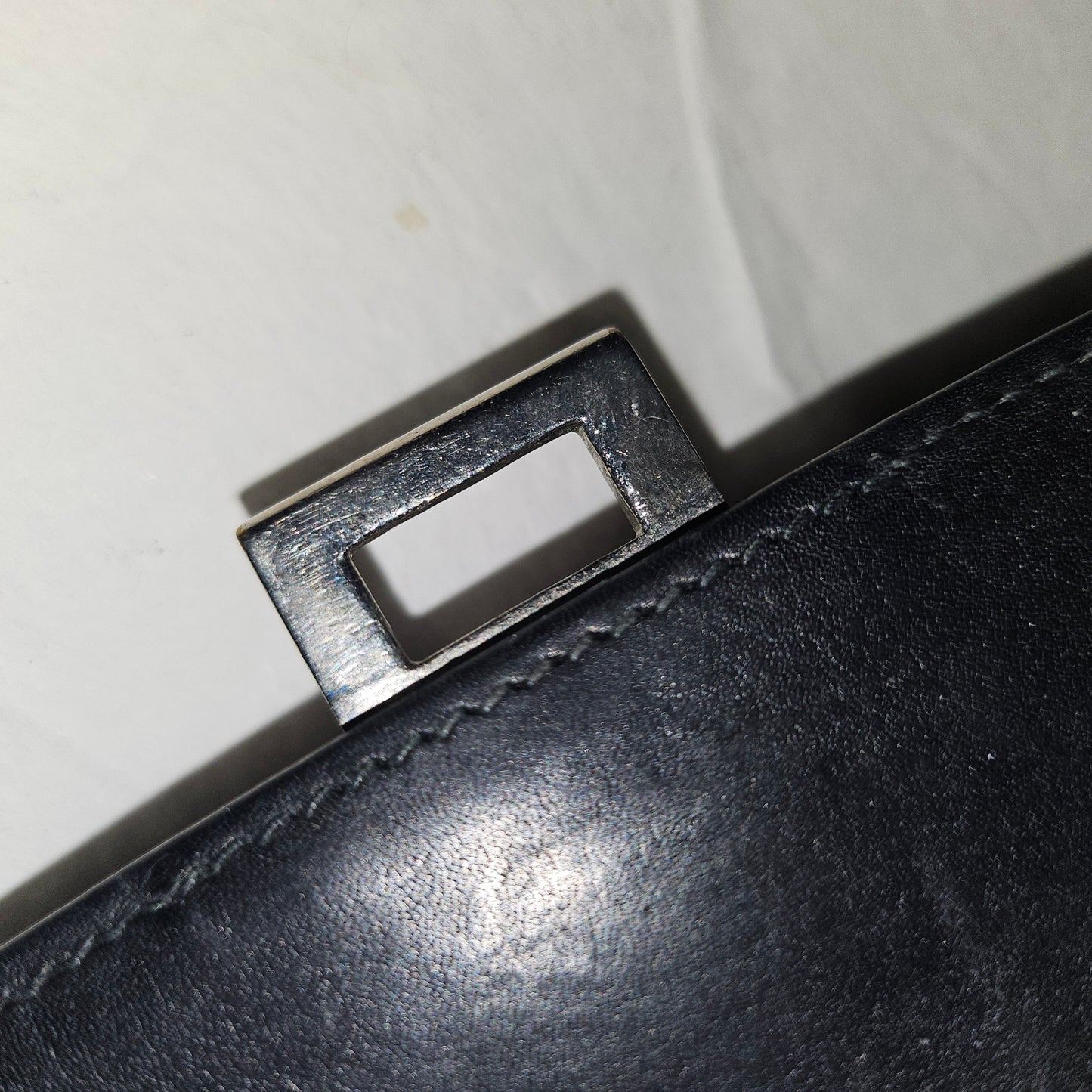 G. Gucci very early black suede boxy shoulder bag w sterling & enamel accents