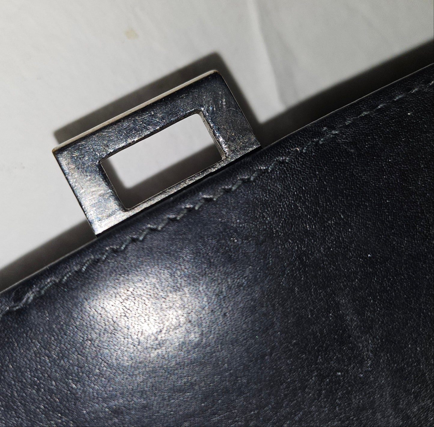 G. Gucci very early black suede boxy shoulder bag w sterling & enamel accents