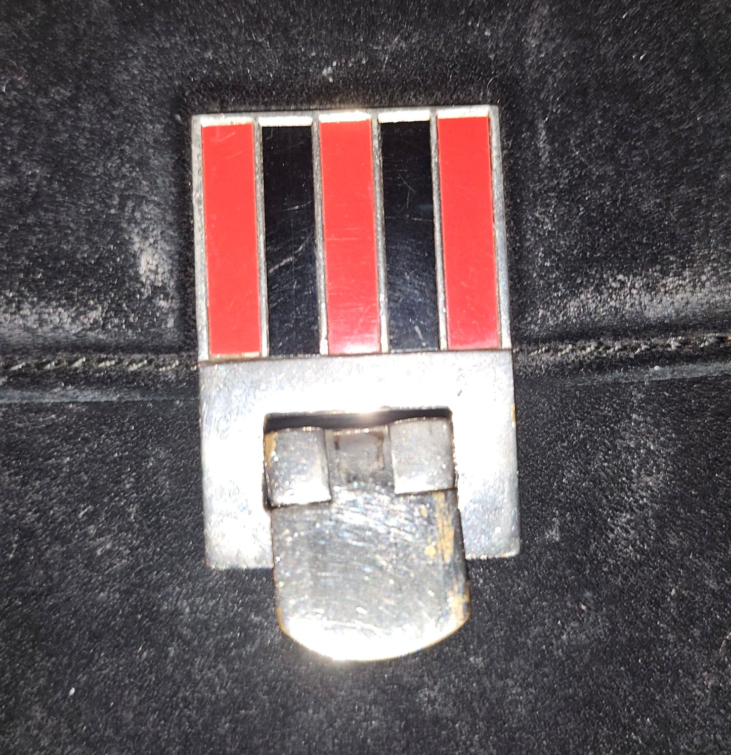 G. Gucci very early black suede boxy shoulder bag w sterling & enamel accents