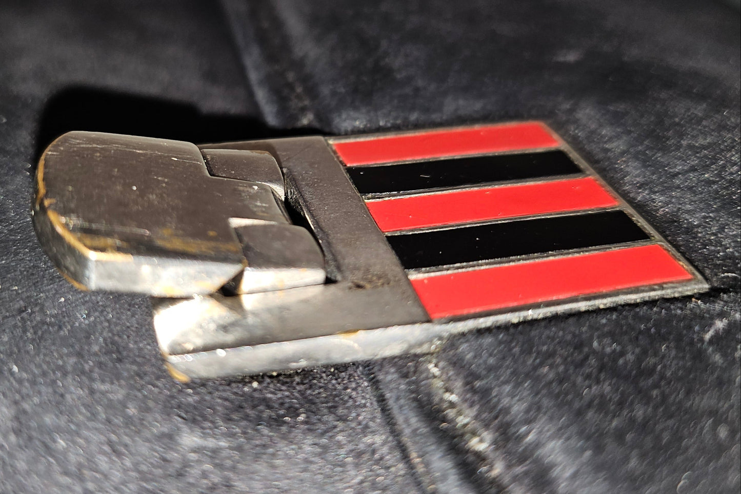 G. Gucci very early black suede boxy shoulder bag w sterling & enamel accents