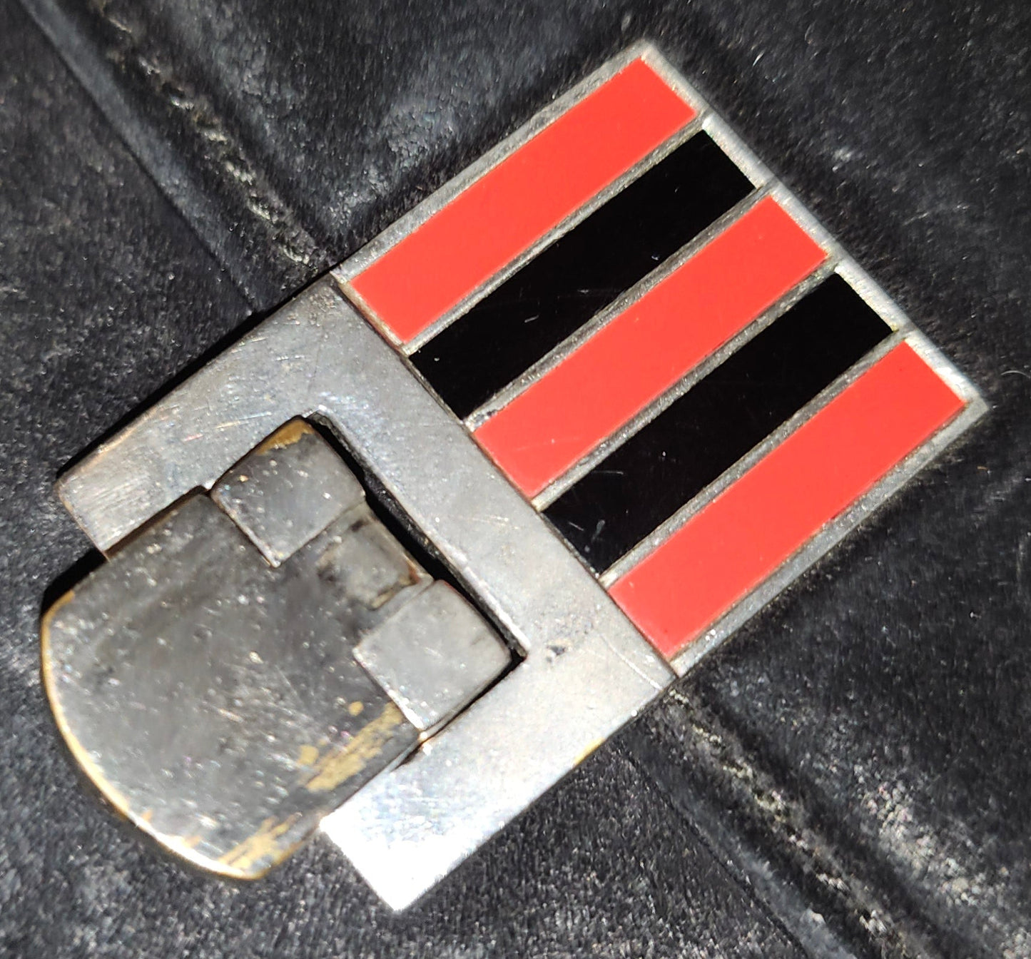 G. Gucci very early black suede boxy shoulder bag w sterling & enamel accents