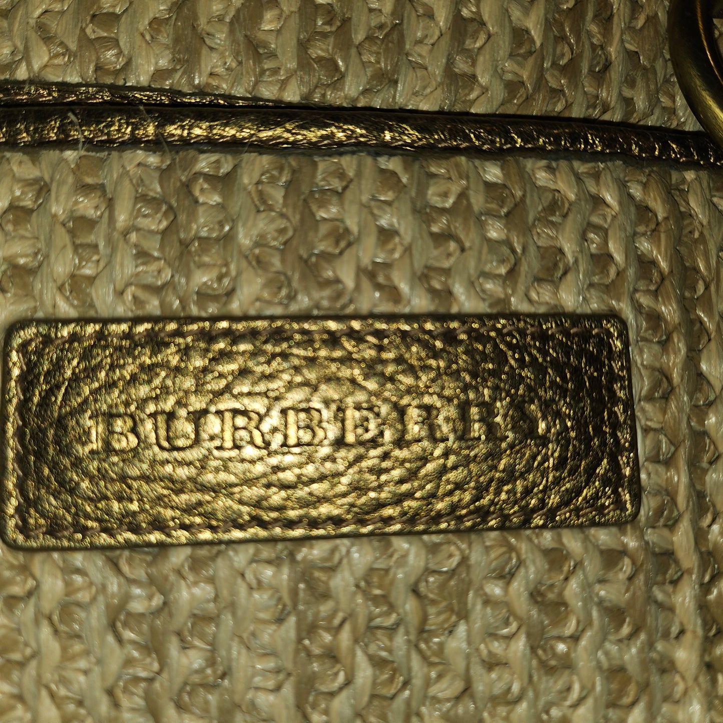 Burberry raffia & metallic leather XL two- way satchel