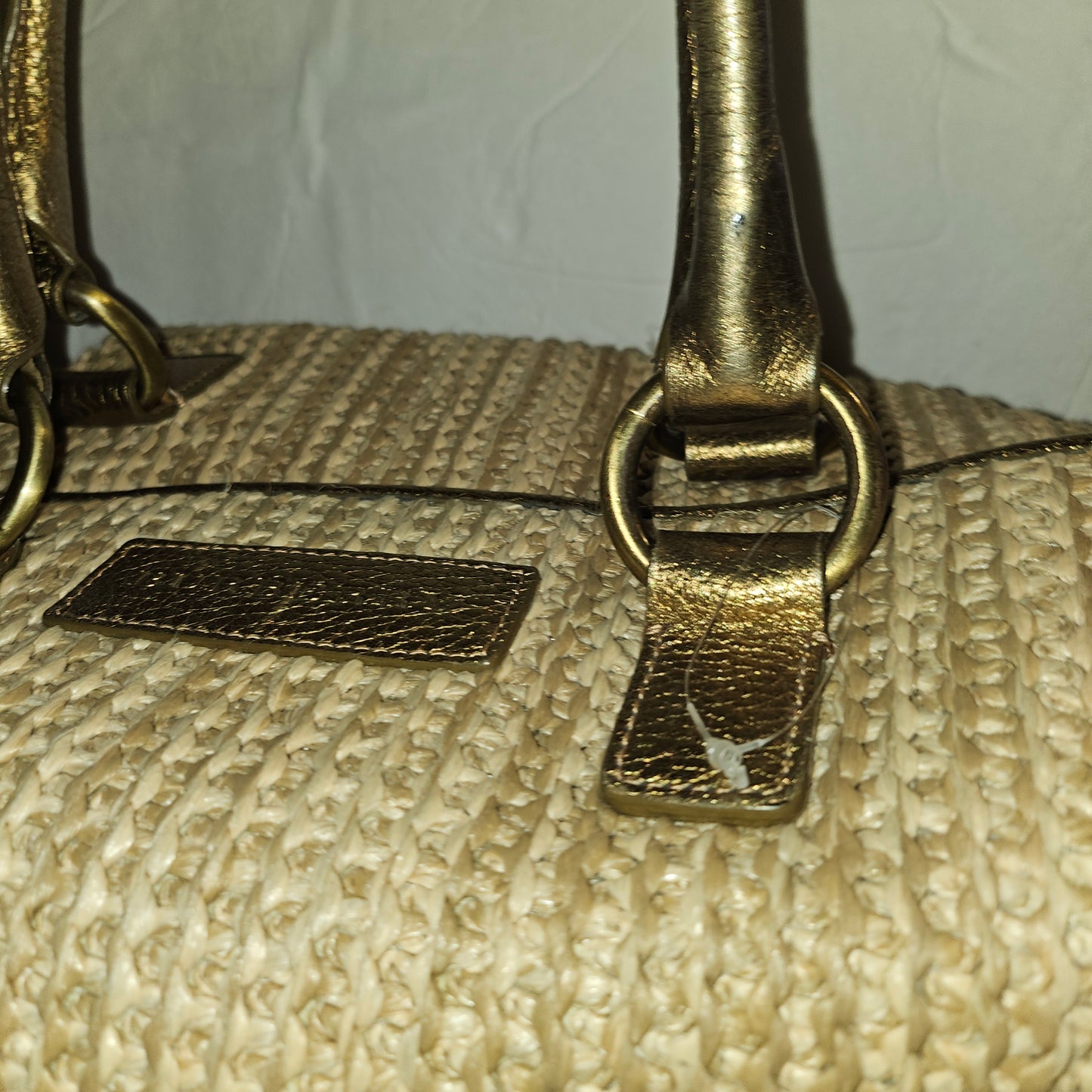 Burberry raffia & metallic leather XL two- way satchel